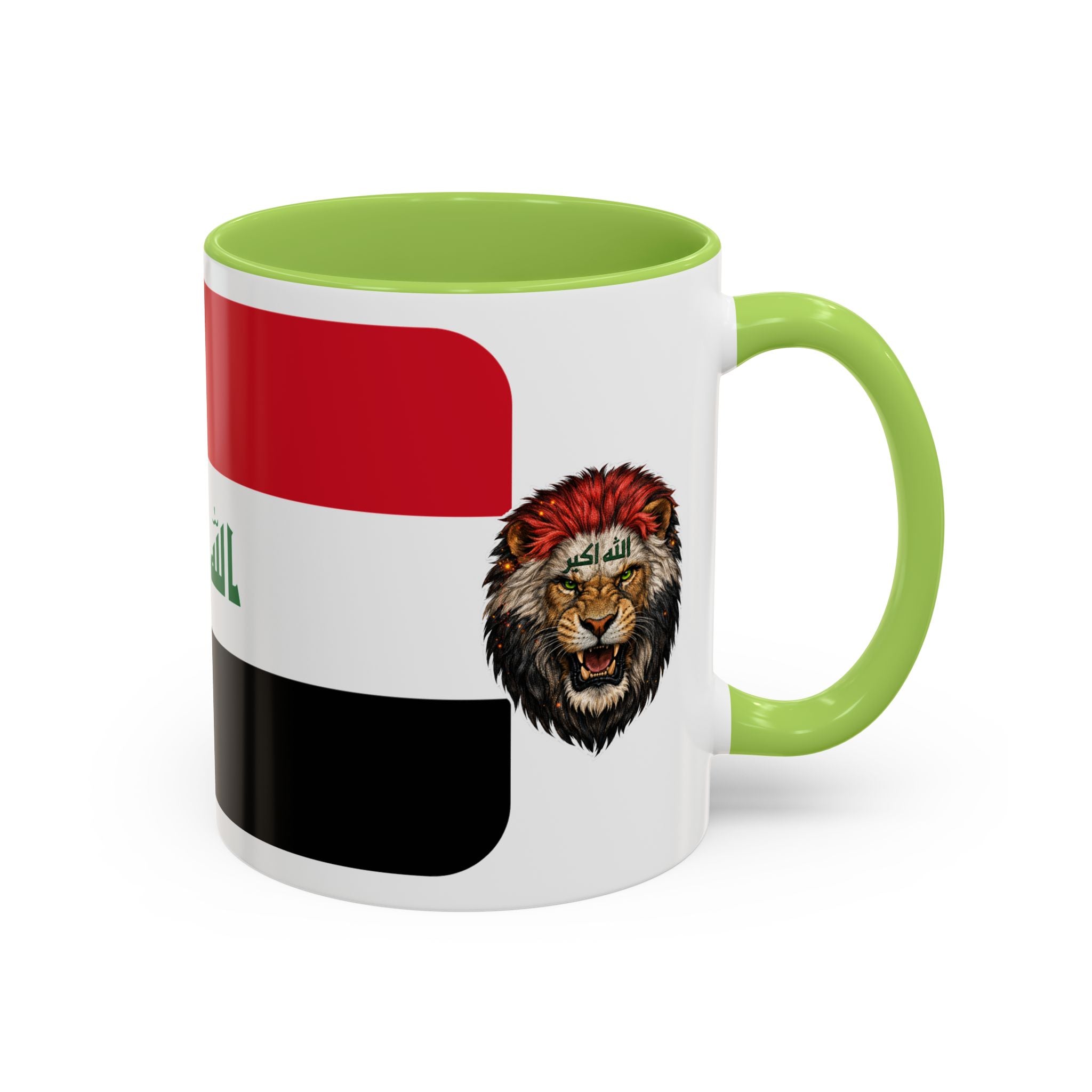 Iraq Flag Accent Coffee Mug with Lion Emblem – Patriotic Iraqi 11/15oz Mug