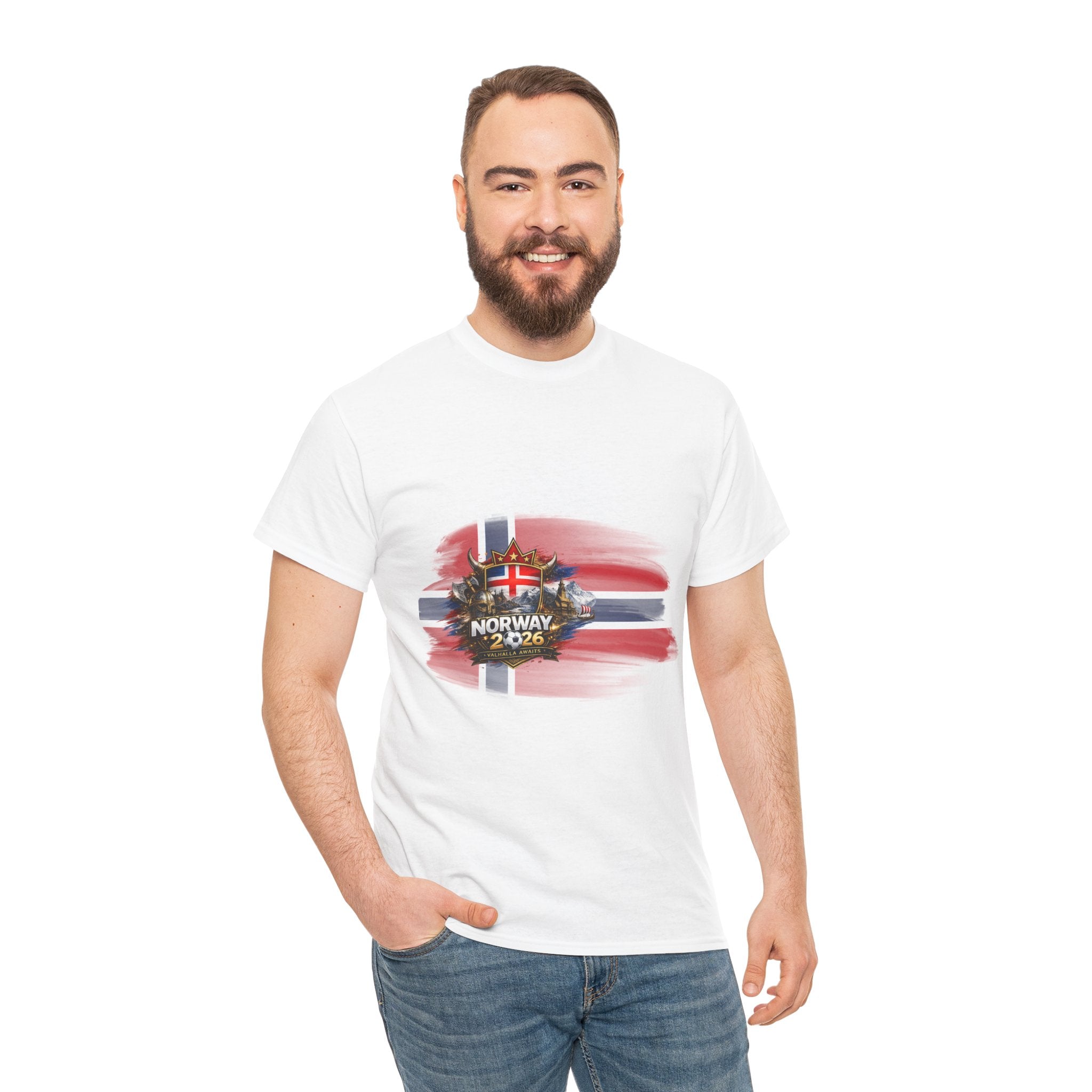 Norway 2026 Football Fan T-Shirt — Norwegian Flag & Trophy Soccer Tee