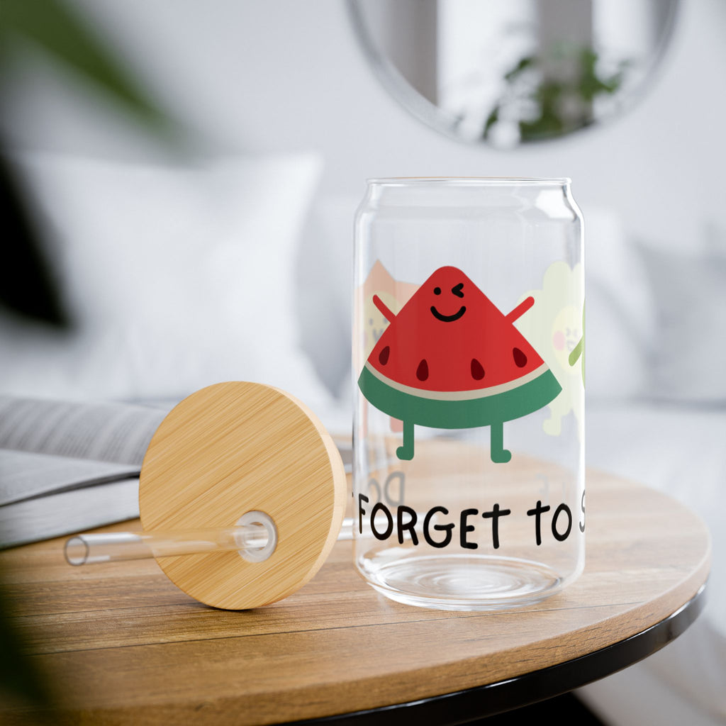 16oz Sipper Glass – Cute Water Tracker with 'Don't Forget to Sip' Design