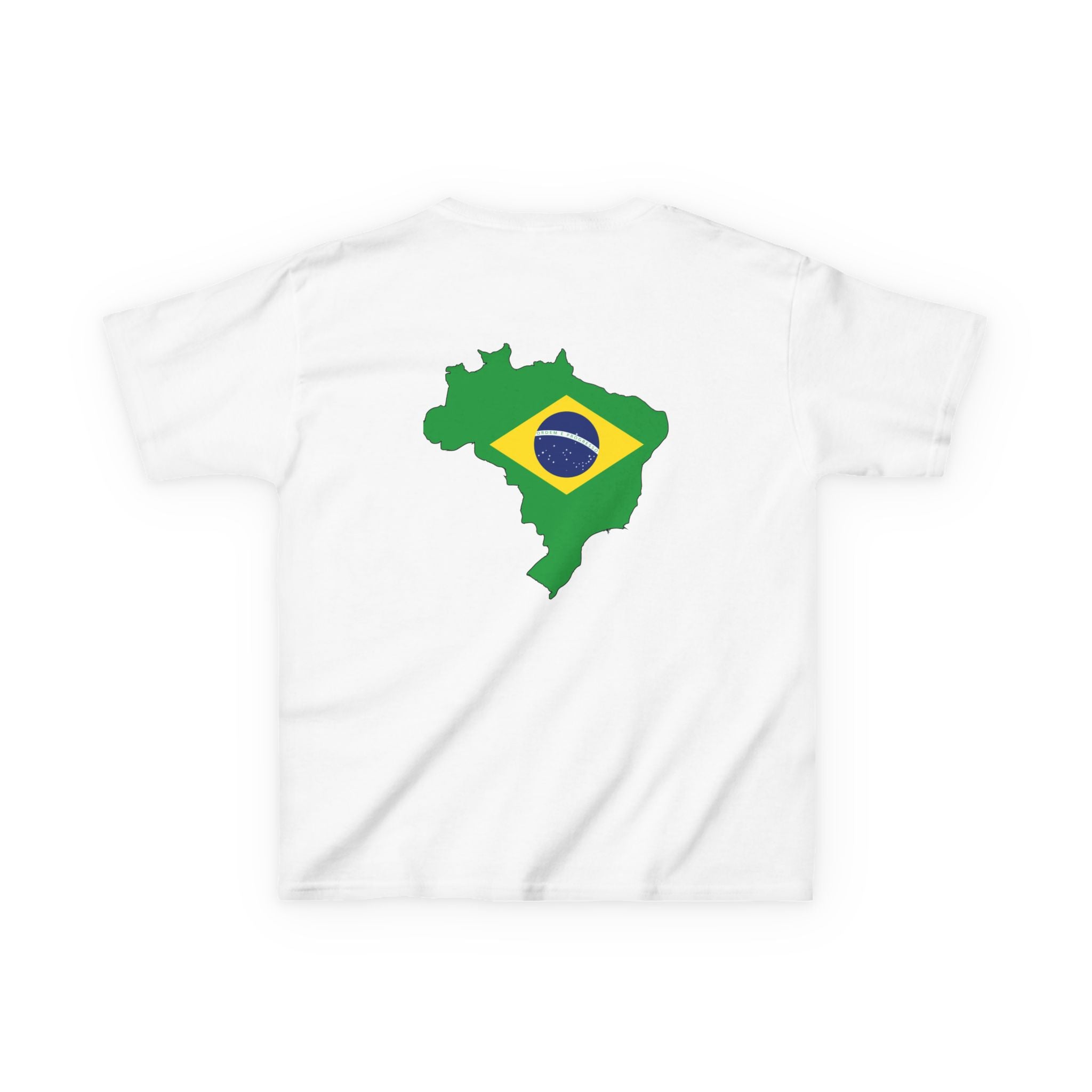 Brazil  Kids T-Shirt — Brasil Flag Map & 'BRASIL' Text | Brazilian Pride Tee for Kids