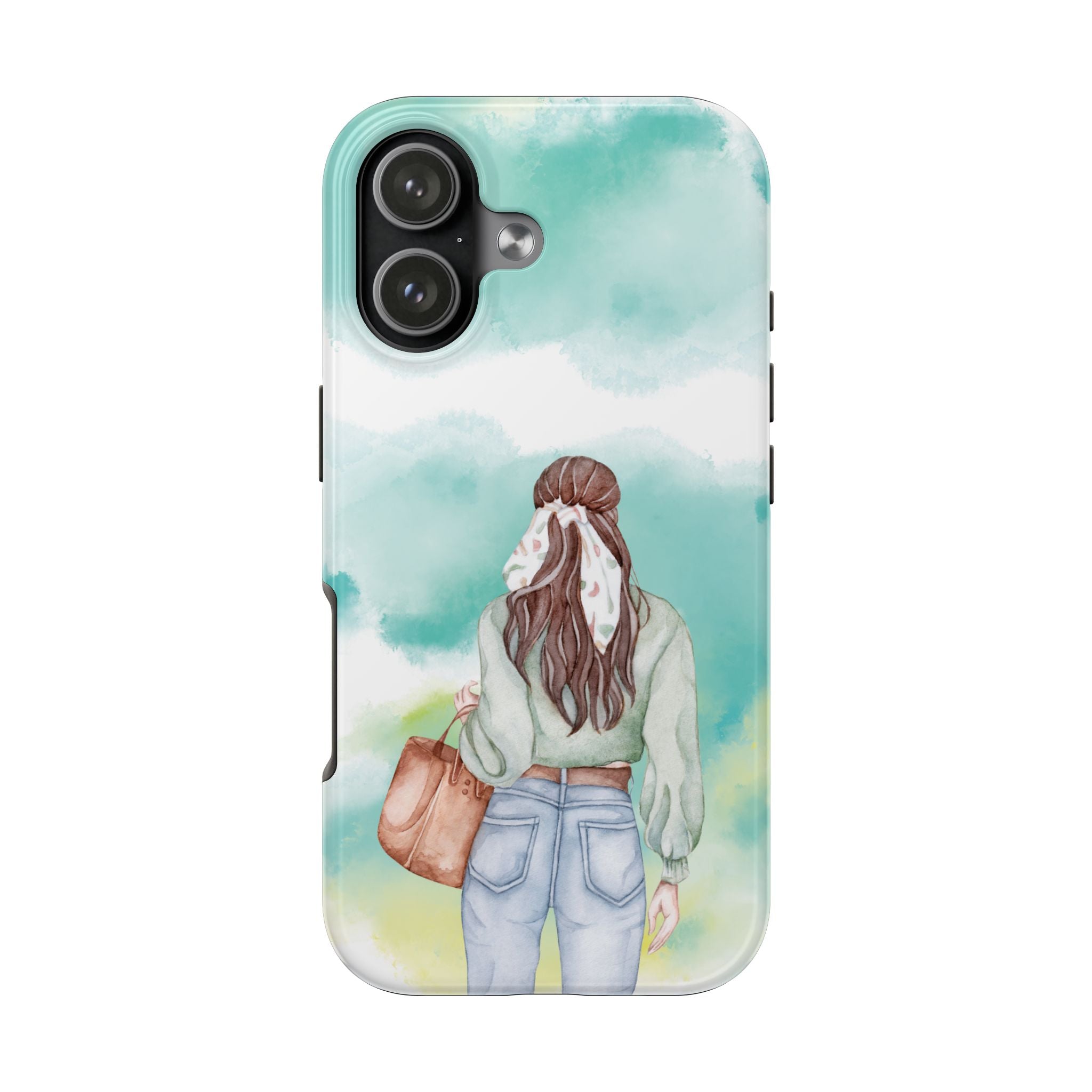 Watercolor Girl Tough Phone Case — Trendy Pastel Back-to-School Protective Cover