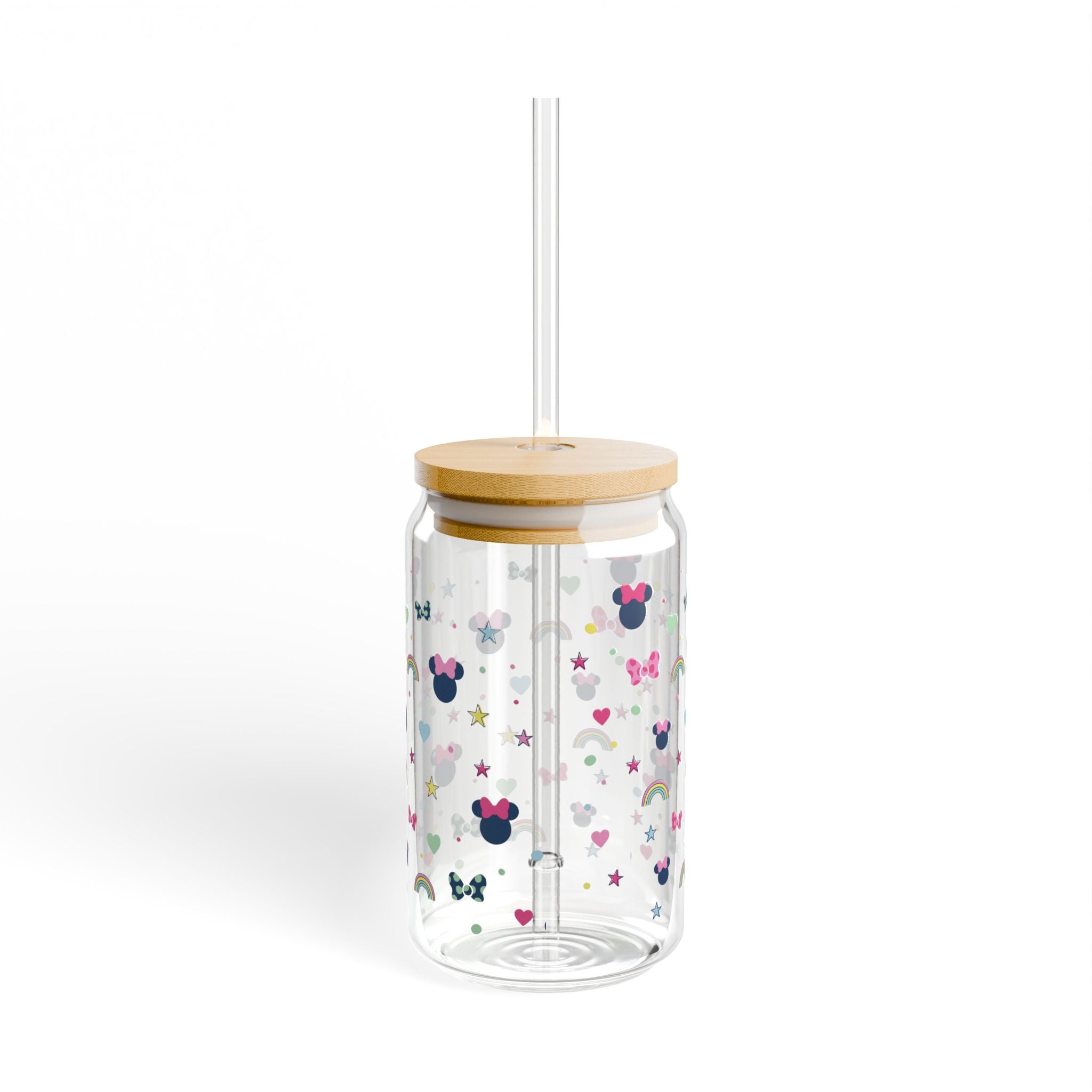 16oz Sipper Glass – Cute Minnie Mouse Pattern Travel Cup with Straw