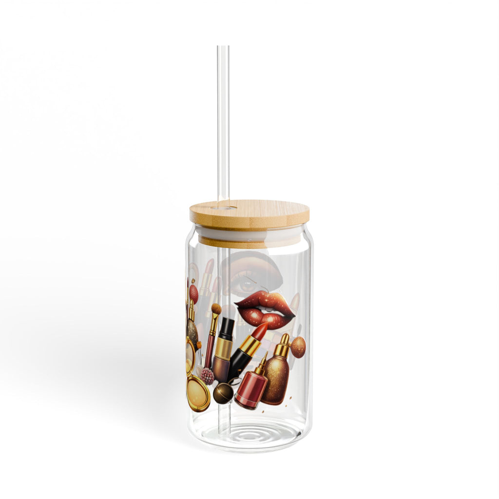 Makeup Brushes & Beauty Tools 16oz Sipper Glass with Lid — Cosmetic Lover Tumbler