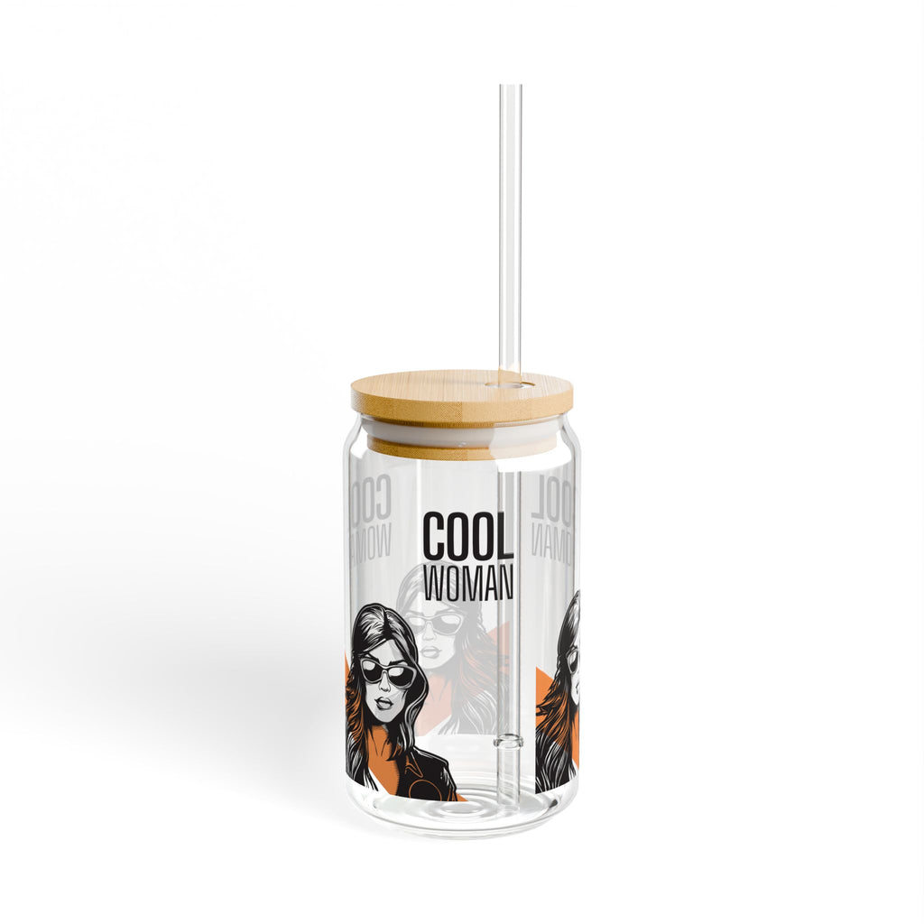 Cool Woman 16oz Sipper Glass with Bamboo Lid & Straw