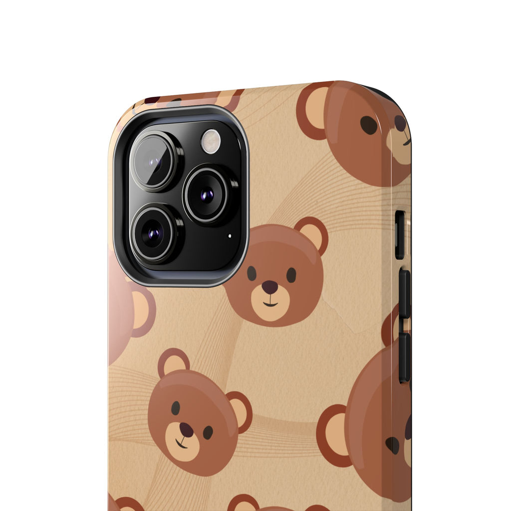 Bear Pattern Tough Phone Case — Cute Brown Bear Protective Phone Cover