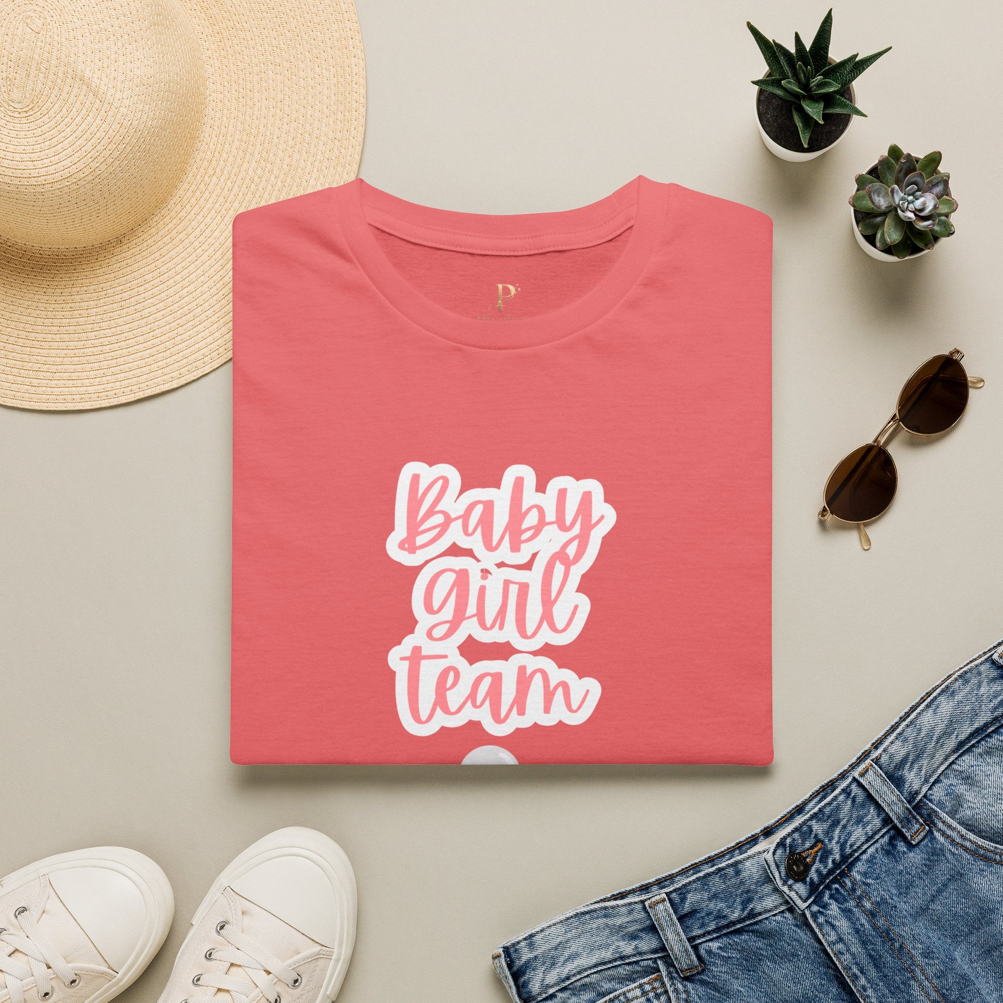 Baby Girl Team T‑Shirt — Pink Script Maternity & Newborn Celebration Tee