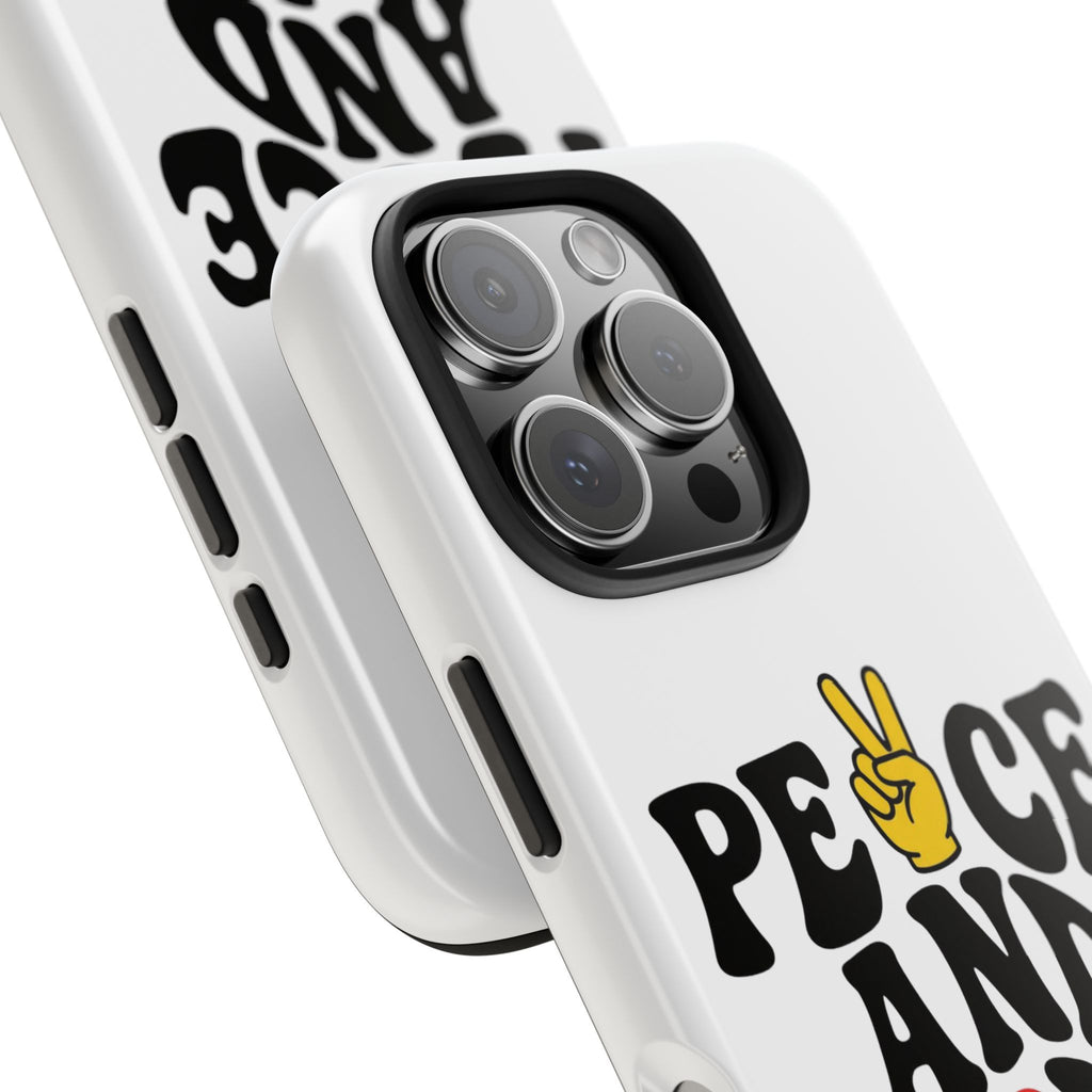 Peace and Love Tough Phone Case — Retro Peace Sign & Heart Protective Cover