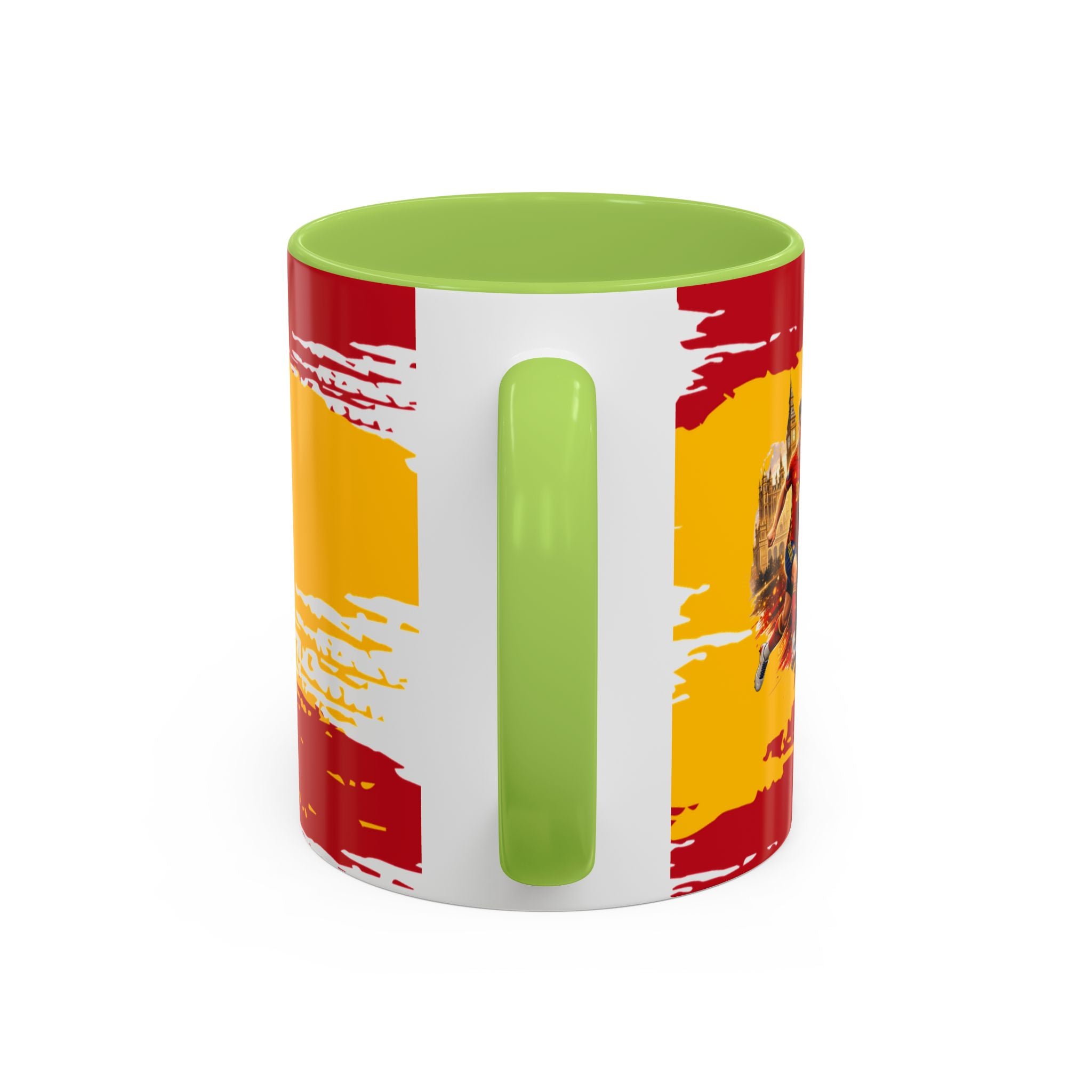 Spanish Flag Accent Coffee Mug – Bold Red & Gold Brushstroke Ceramic Mug