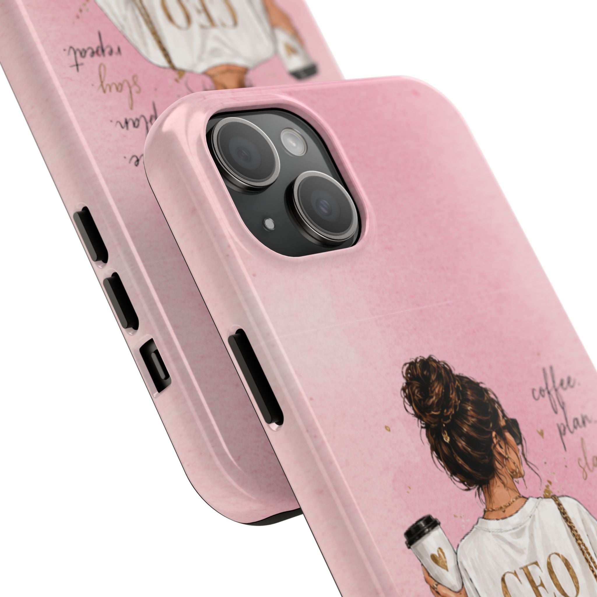 CEO Mood Tough Phone Case — "Coffee, Plan, Slay, Repeat" Pink Protective Cover