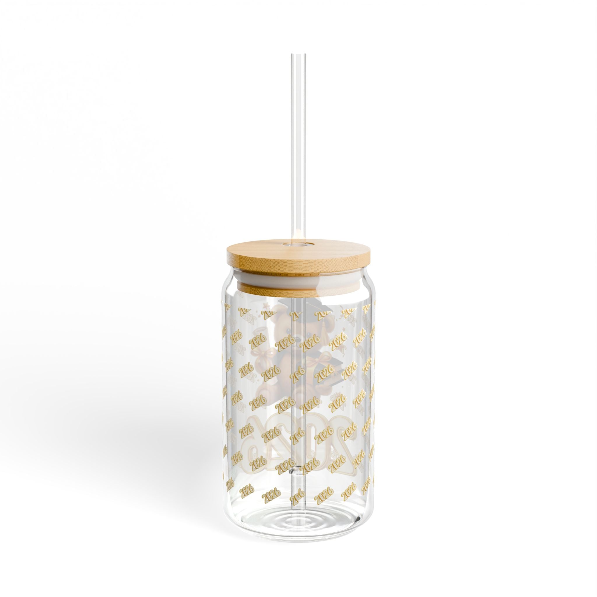 2026 Graduation Bear Sipper Glass – 16oz Cute Grad Keepsake Tumbler