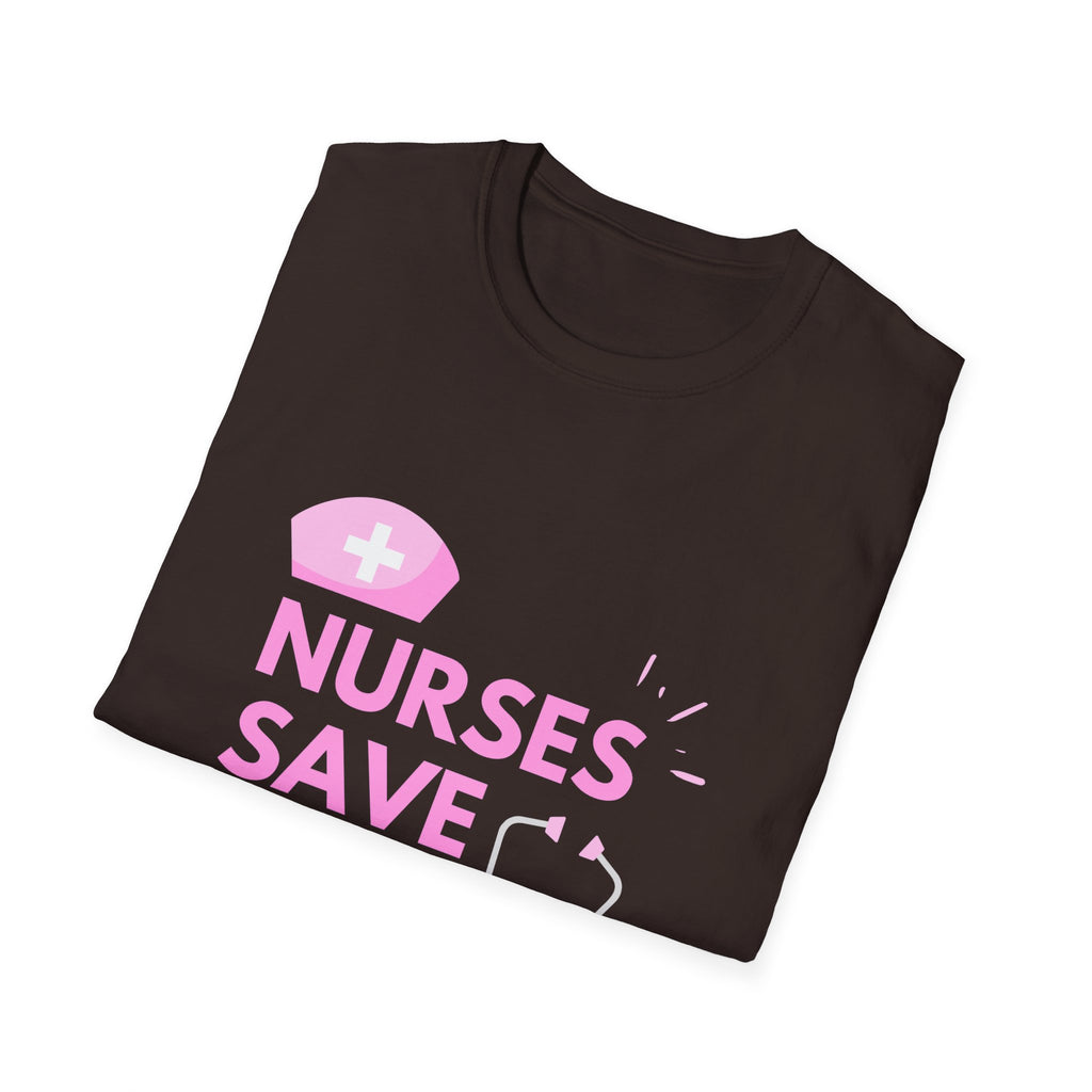 Nurses Save Lives T-Shirt — Pink Nurse Hat & Stethoscope Tee