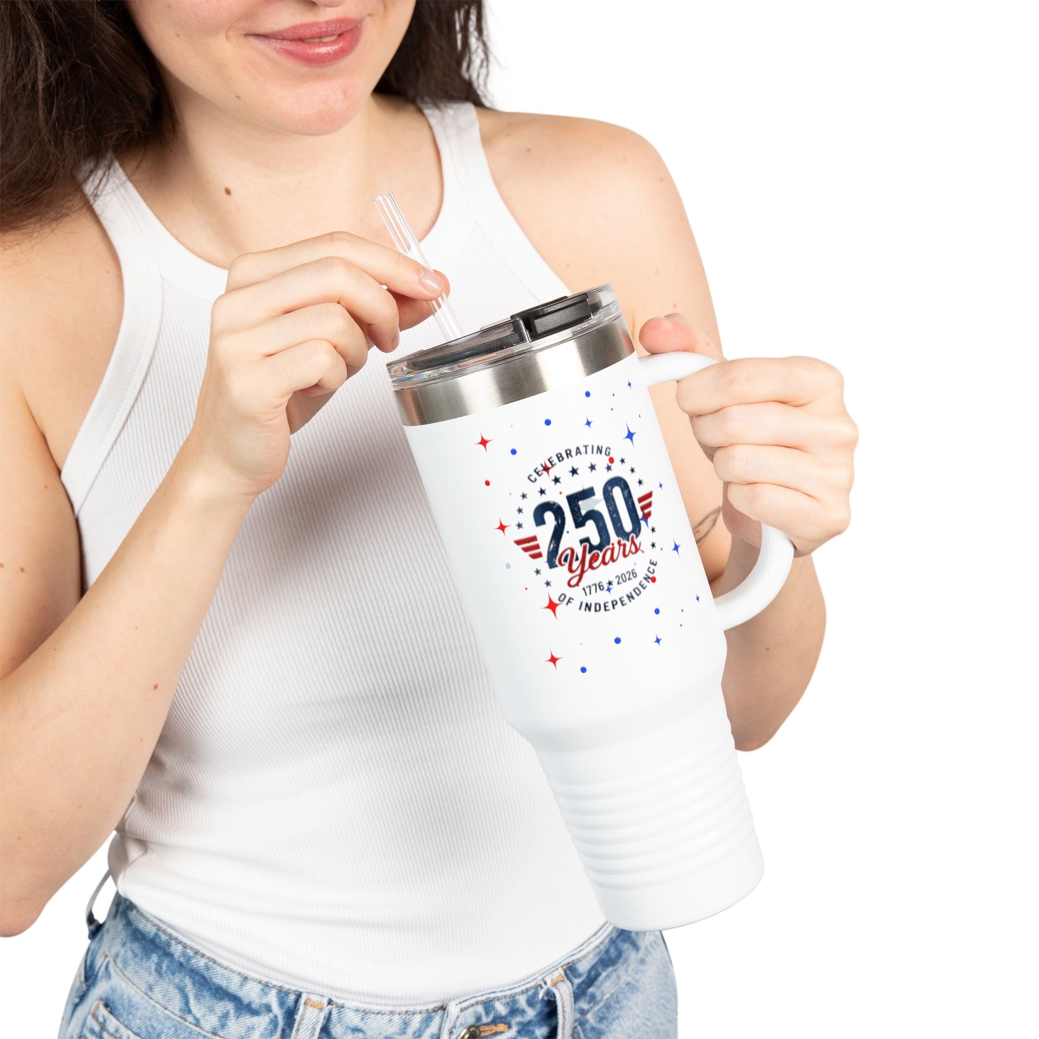 250 Years Independence 40oz Insulated Travel Mug — Patriotic Celebration Tumbler