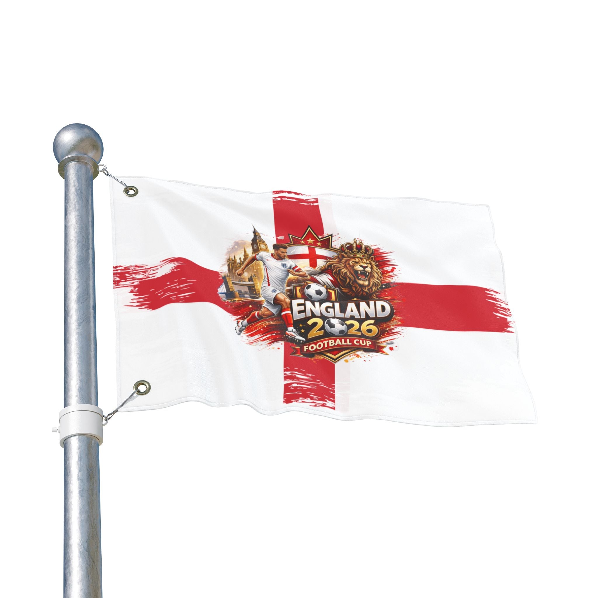 England 2026 Football Cup Flag — Double-Sided St George Cross Fan Banner