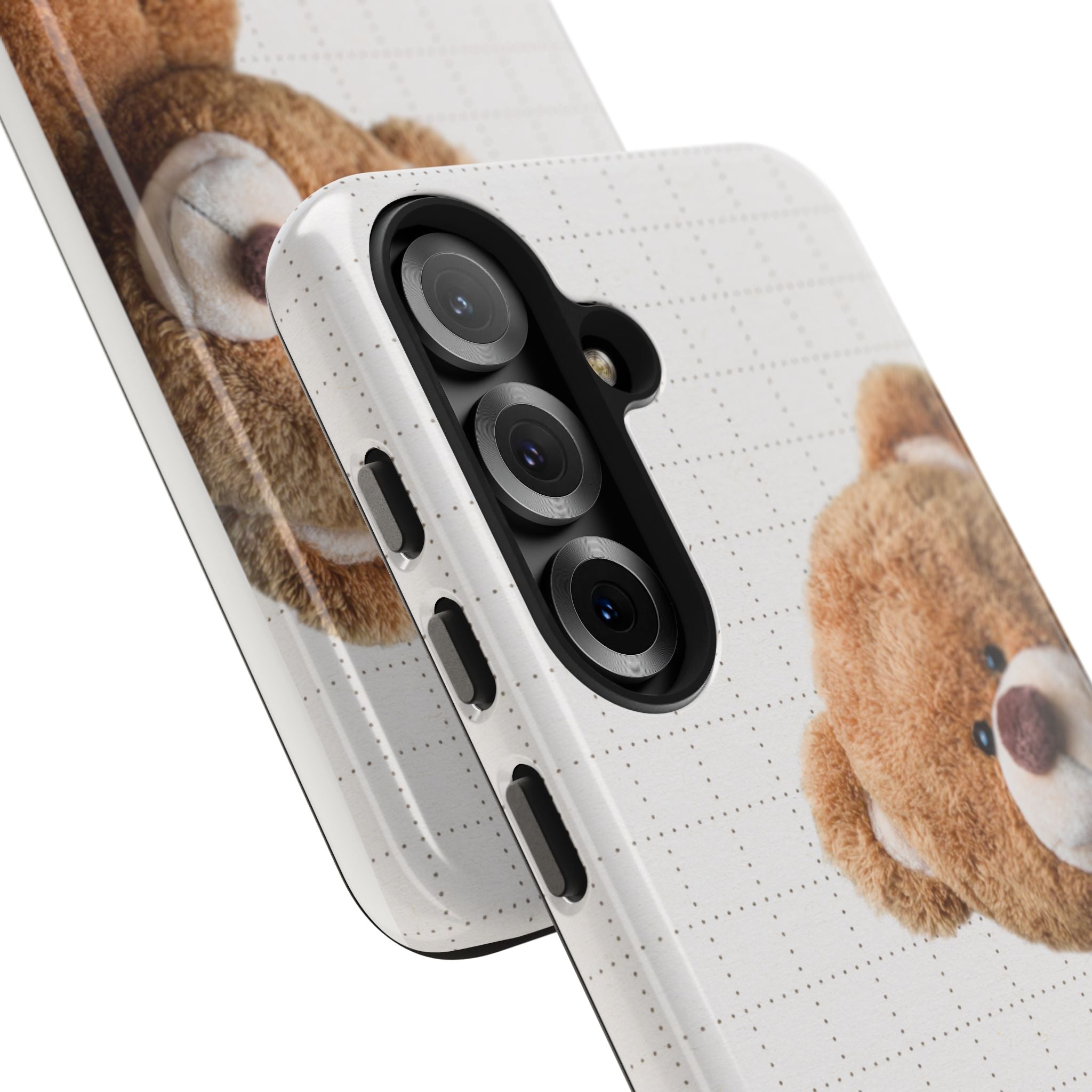 Teddy Bear Tough Phone Case — Cute Plush Peeking Design, Protective Shockproof Cover