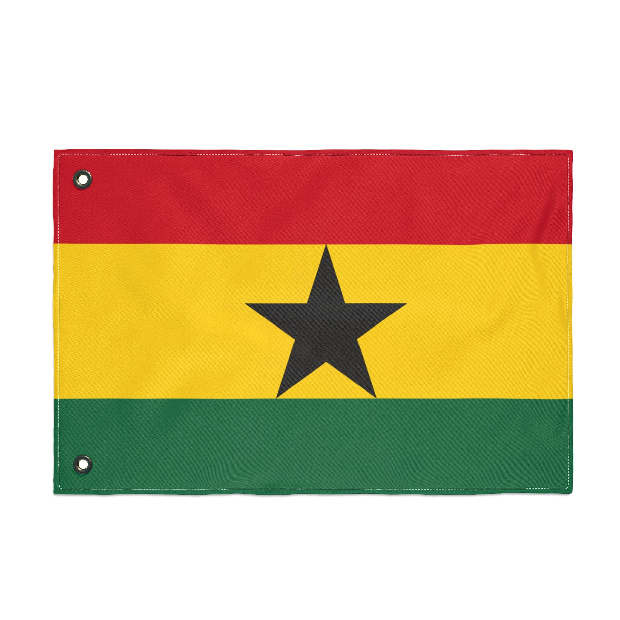 Ghana Flag - Double-Sided Outdoor Flag (Red, Gold & Green with Black Star)