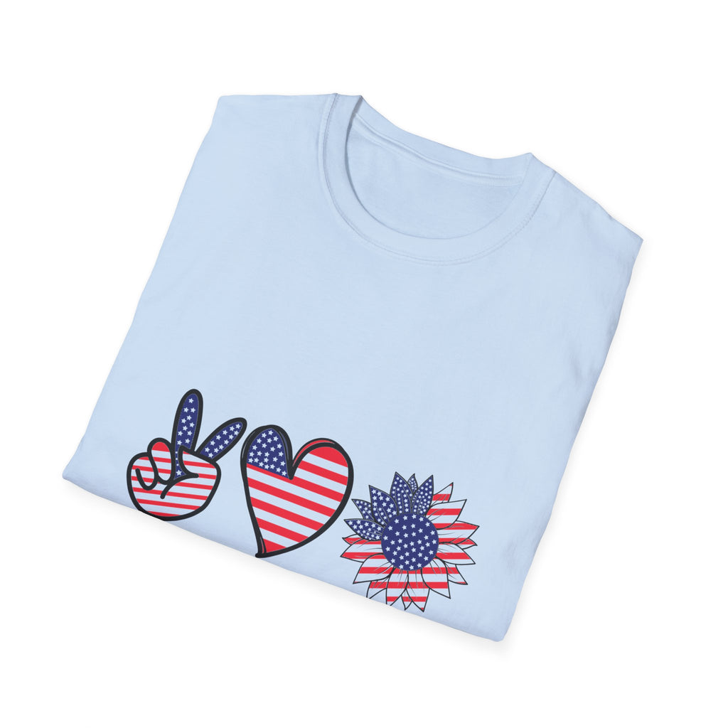 Peace Love America T-Shirt — Patriotic Fourth of July Tee