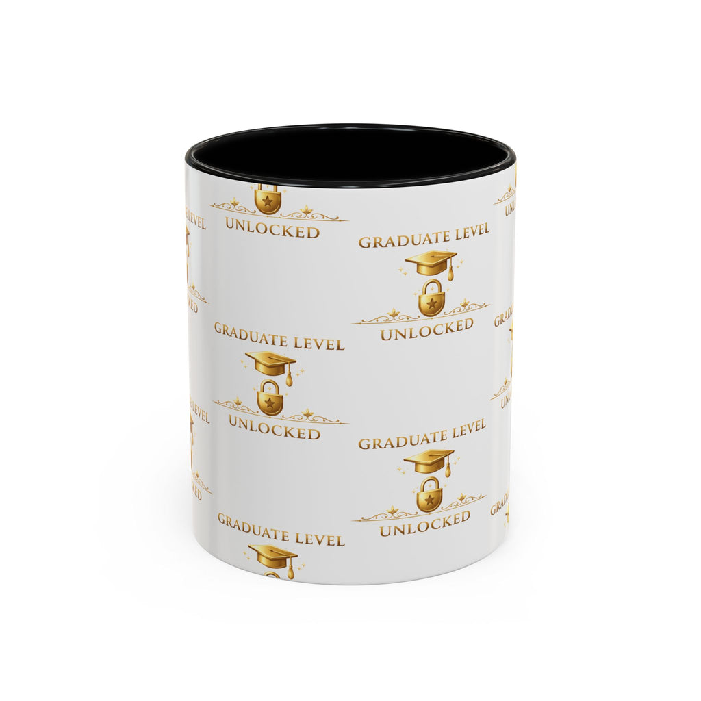 Graduation Level Unlocked Coffee Mug — Gold Cap Grad Gift (11/15oz)