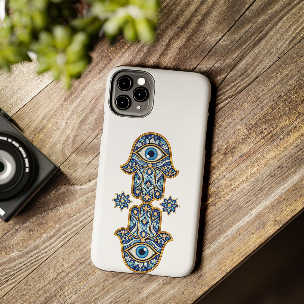 Hamsa Eye Tough Phone Case — Blue Mosaic Protective Phone Cover