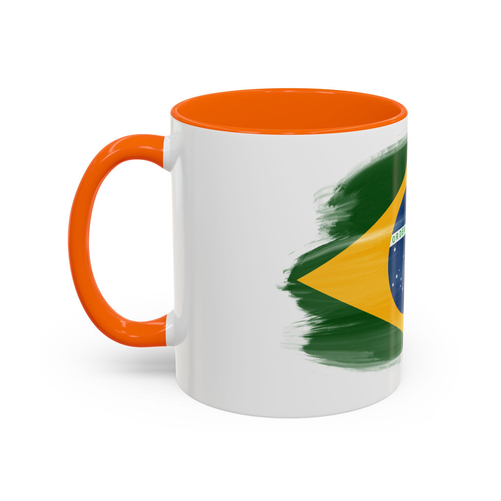 Brazil Flag Coffee Mug — Accent Ceramic Tea Cup (11/15 oz)
