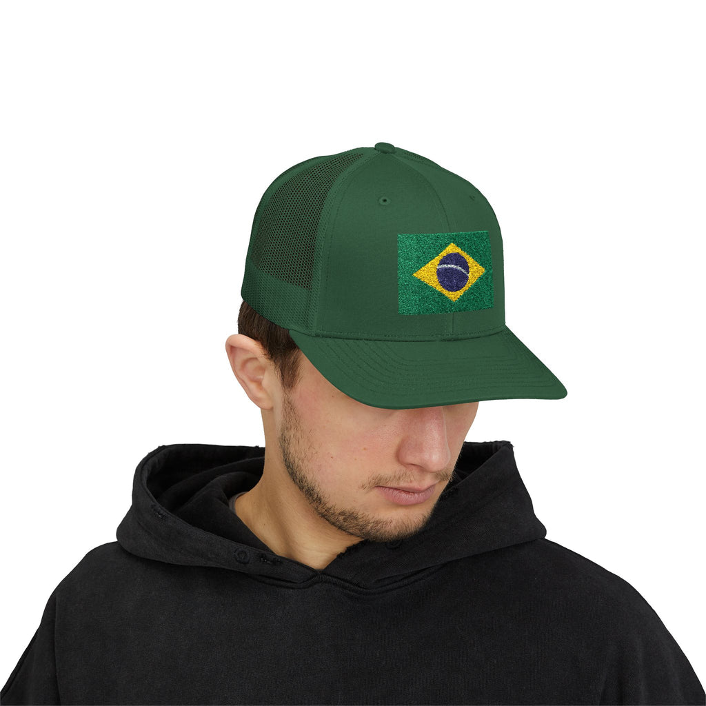 Brazil Flag Snapback Trucker Cap — Embroidered Brazilian Flag Hat