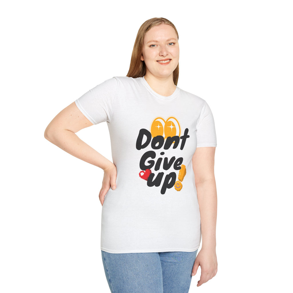 Don't Give Up T-Shirt — Motivational Graphic Tee with Positive Icons