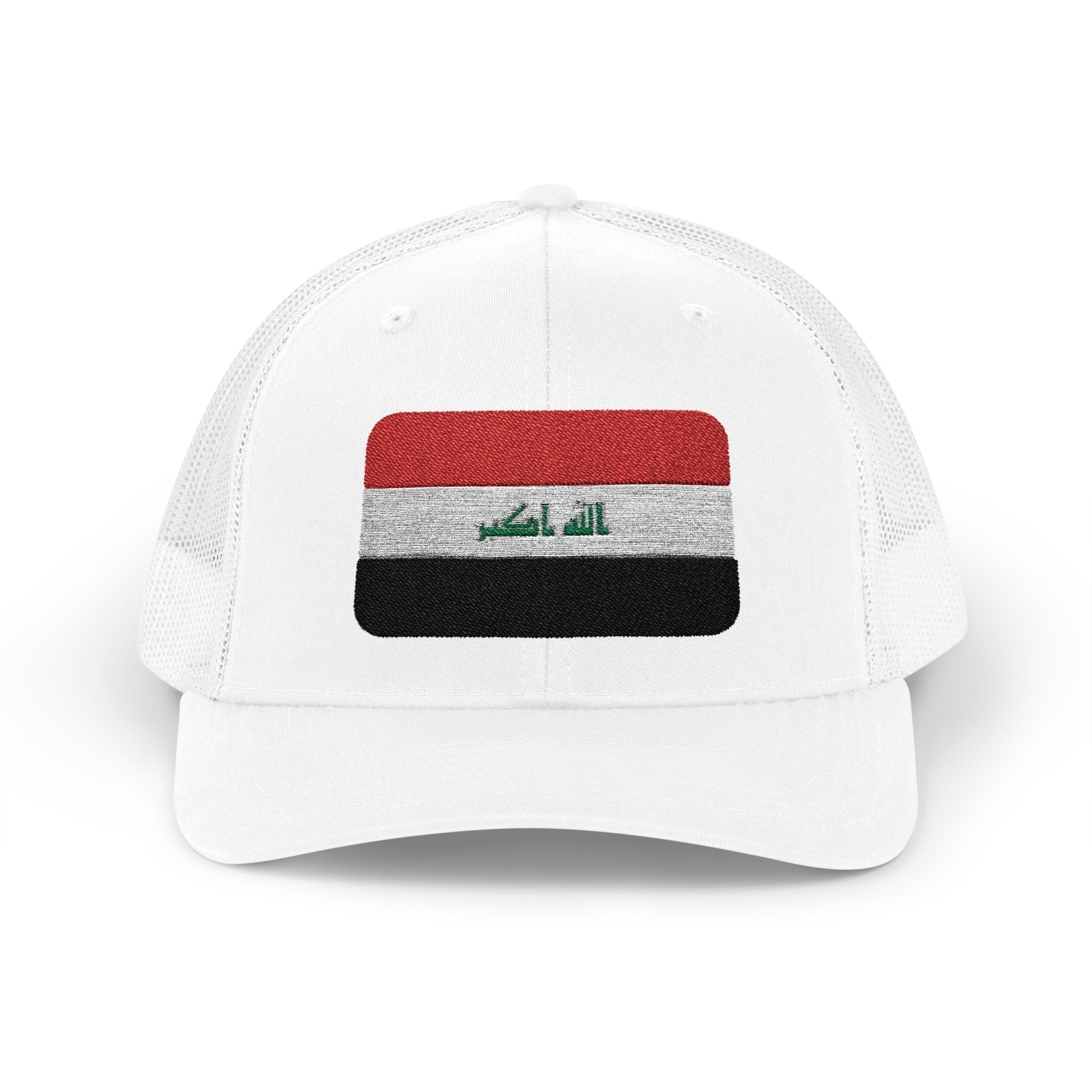 Iraq Flag Snapback Trucker Cap - Embroidered Iraqi Flag Mesh Hat
