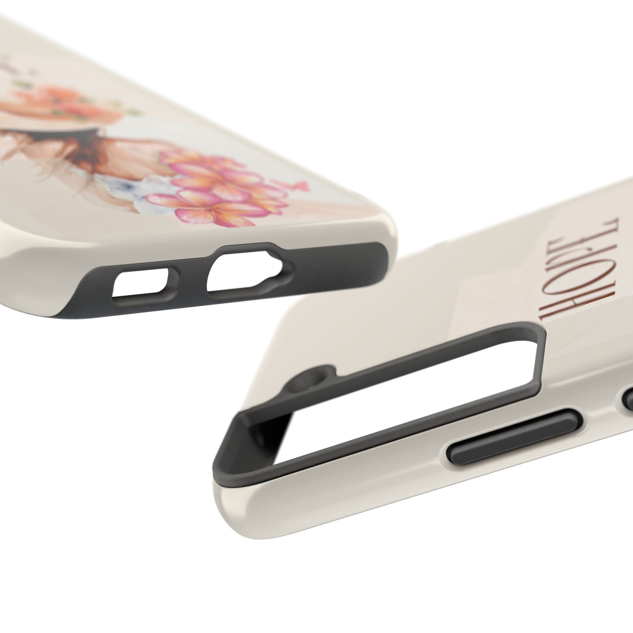 Hope Floral Tough Phone Case — Protective iPhone Case with Watercolor Girl & Flowers