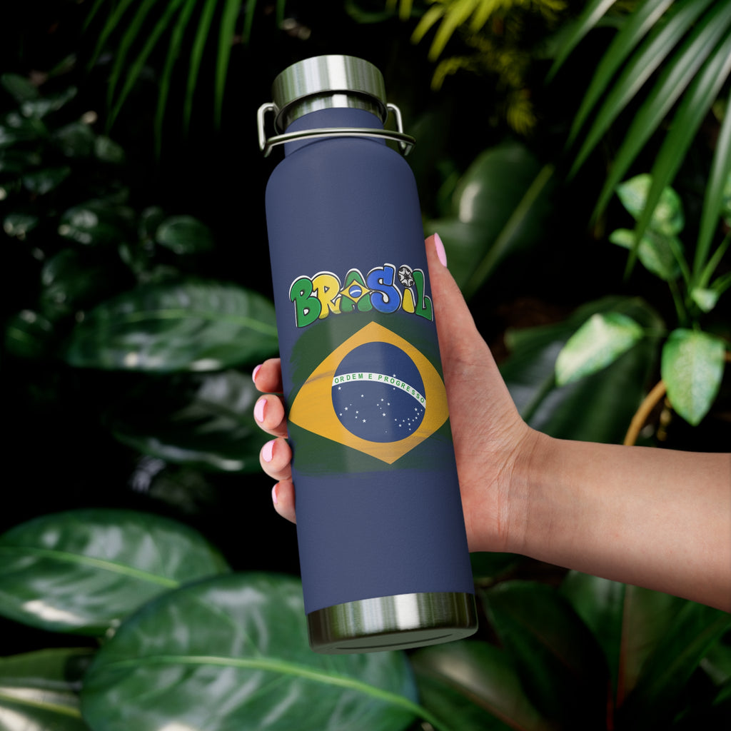 Brazil Flag 22oz Vacuum Bottle — Insulated Copper Water Bottle with Brasil Graphic