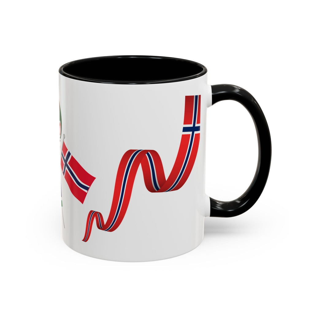Norway Pride Coffee Mug — Norwegian Flag Ribbon & Cup Emblem Accent Mug