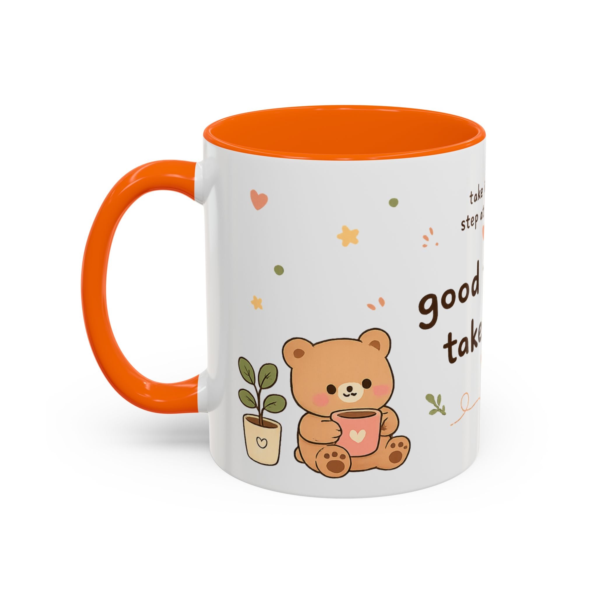 Inspirational Accent Coffee Mug — "Good Things Take Time" Motivational Ceramic Mug