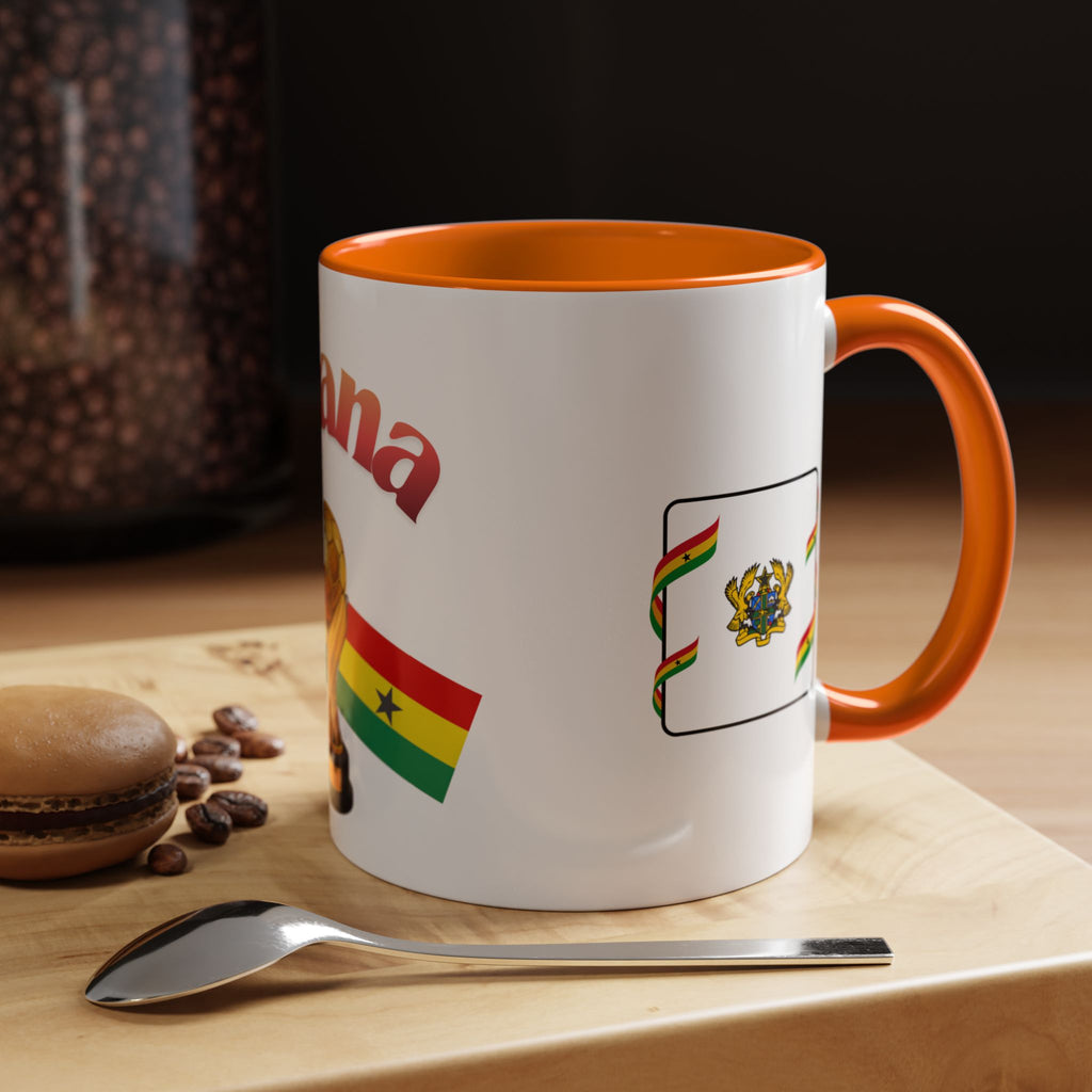 Ghana Soccer Trophy Accent Coffee Mug — Ghana Flag Football Cup Design (11/15oz)