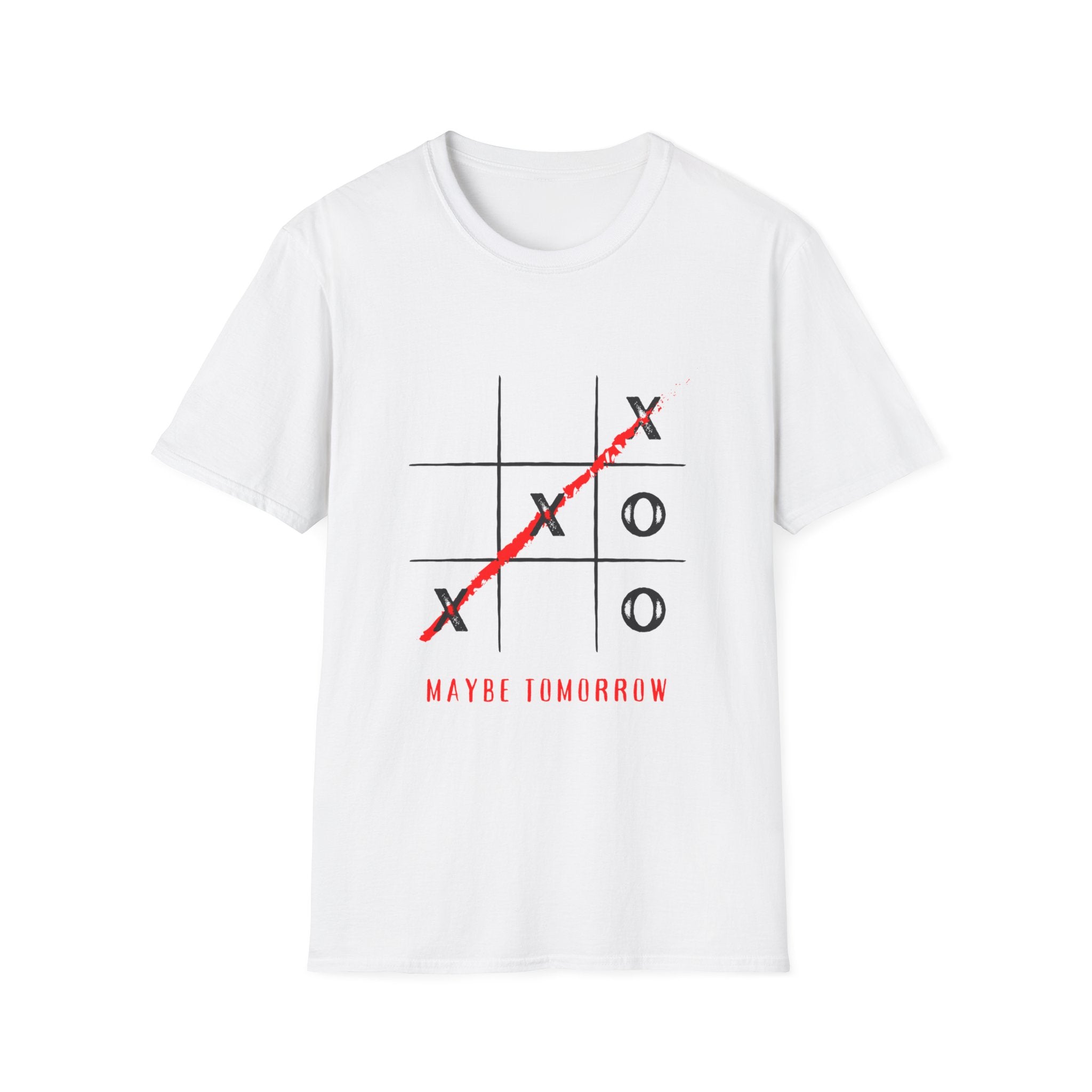 T-Shirt — Tic-Tac-Toe Graphic Tee “Maybe Tomorrow”