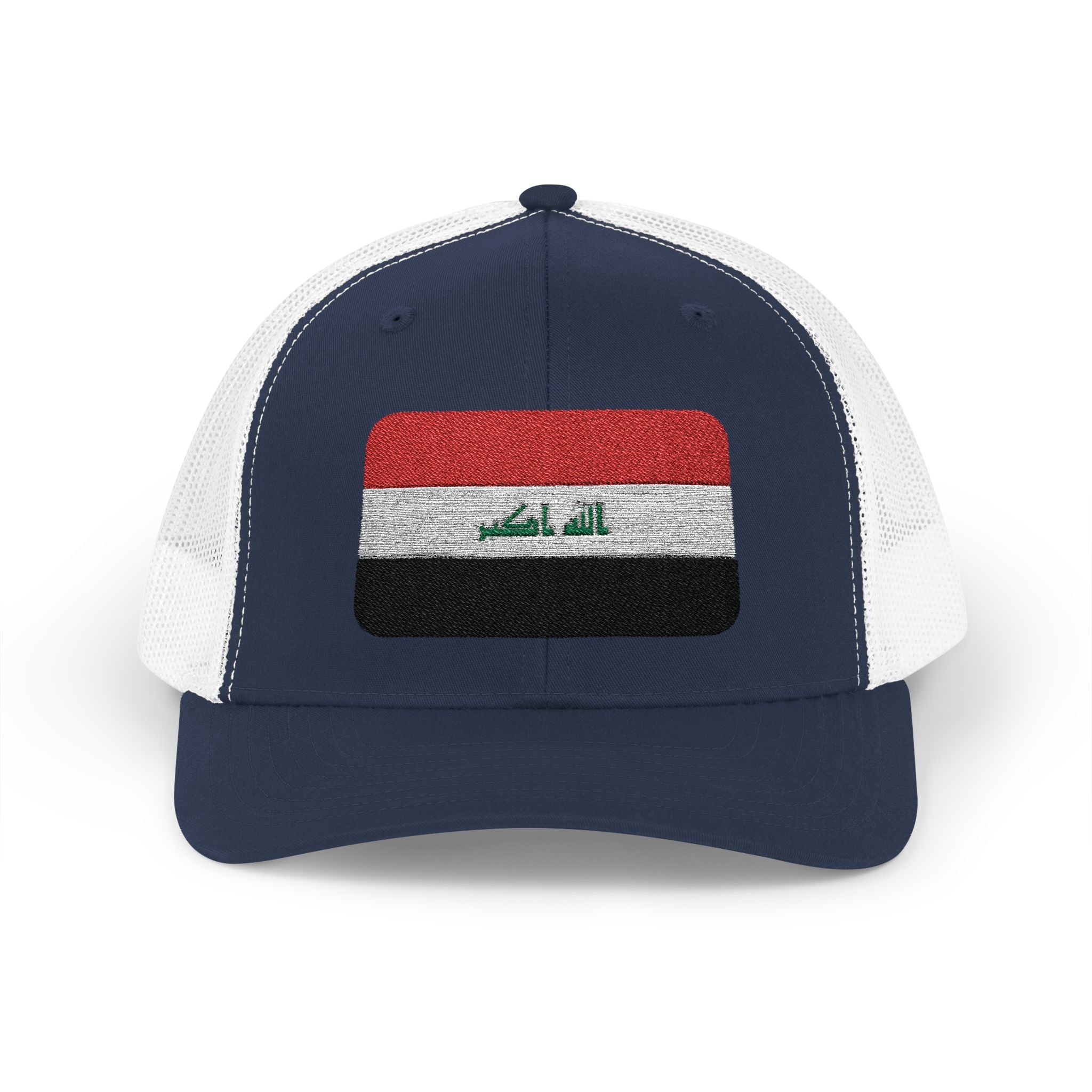 Iraq Flag Snapback Trucker Cap - Embroidered Iraqi Flag Mesh Hat