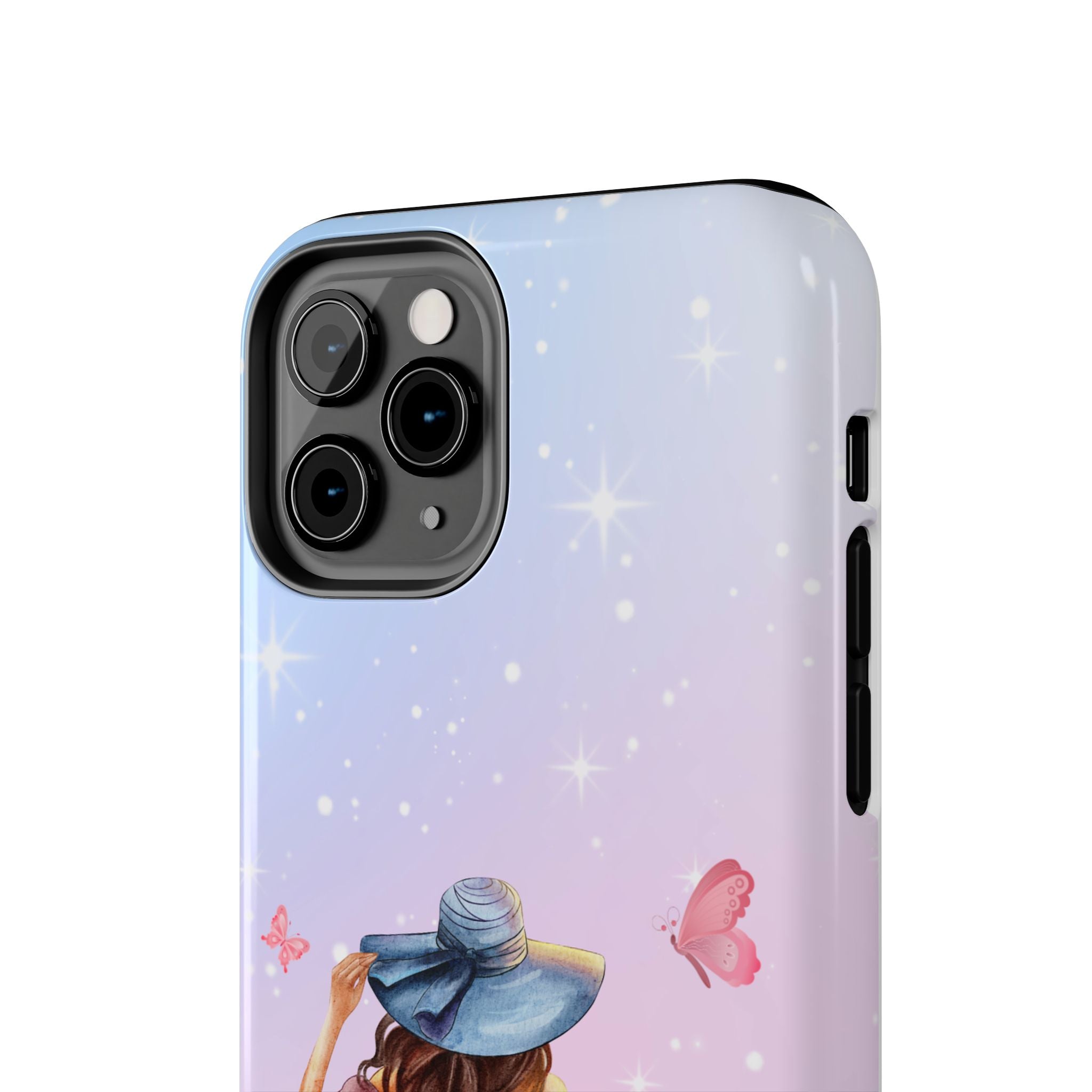 Pastel Girl with Hat Phone Case — Floral Basket Butterfly Tough Phone Case