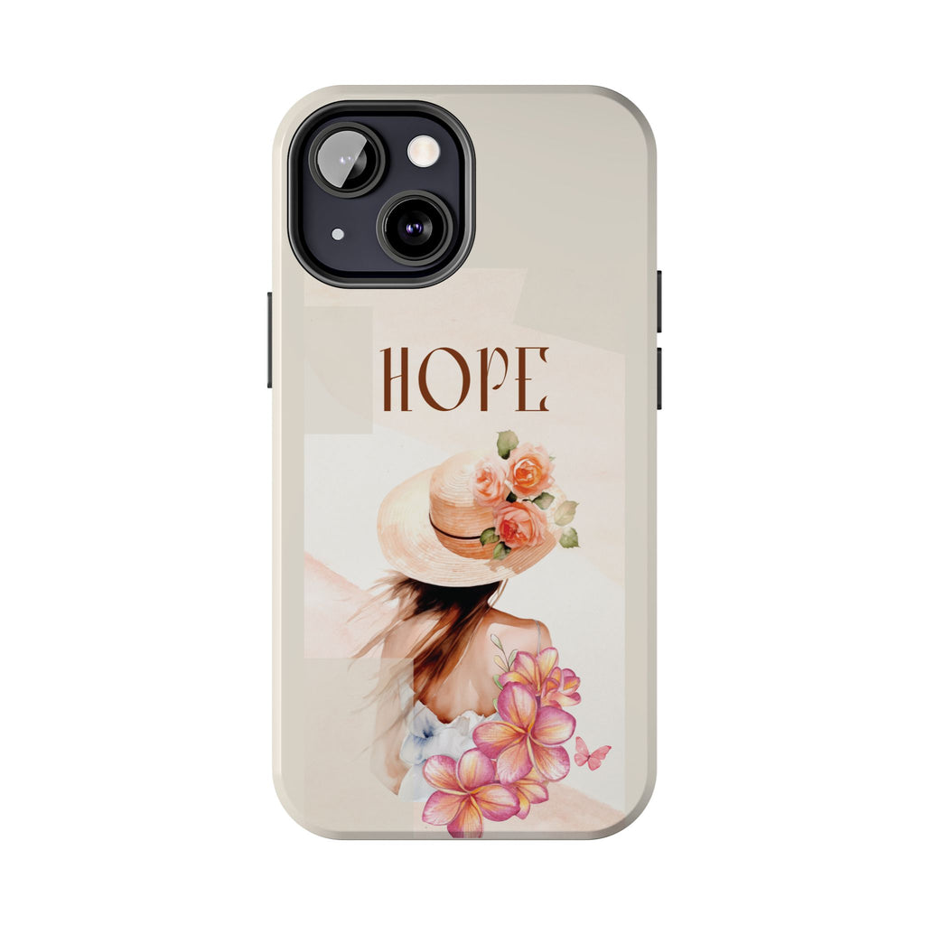 Hope Floral Tough Phone Case — Protective iPhone Case with Watercolor Girl & Flowers