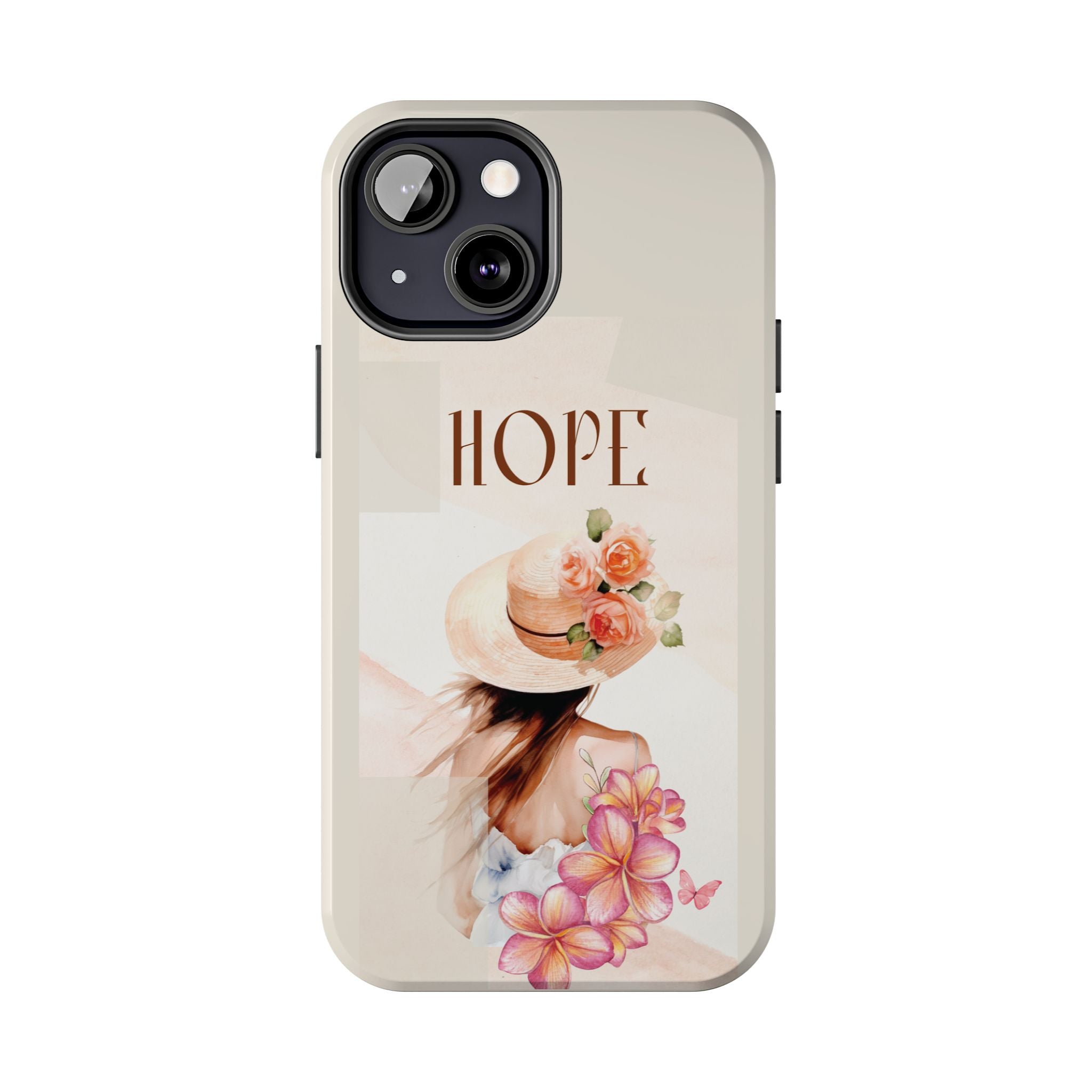Hope Floral Tough Phone Case — Protective iPhone Case with Watercolor Girl & Flowers