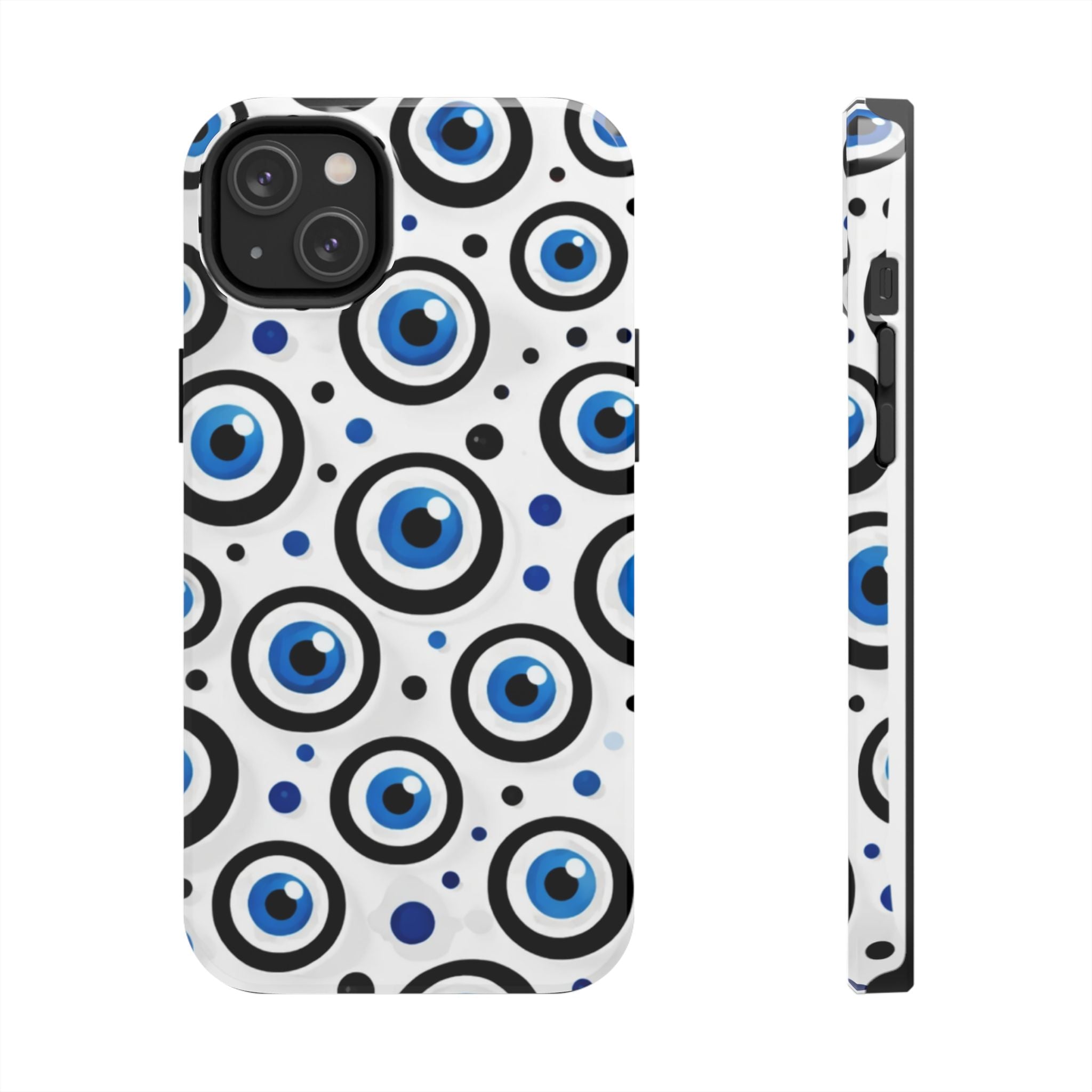 Blue Evil Eye Pattern Tough Phone Case — Protective Ceramic Nazar Design