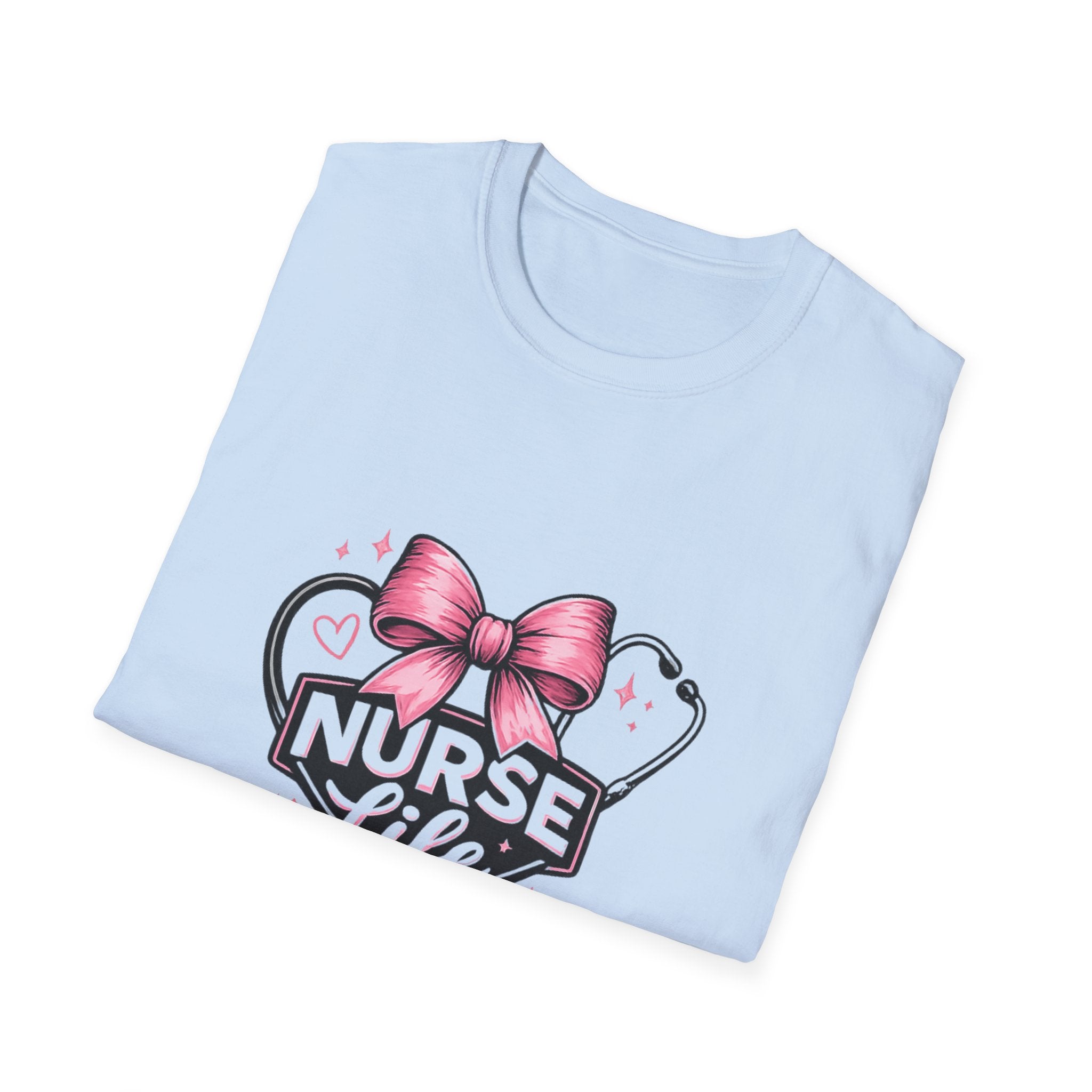 Nurse Life T-Shirt – Healing with Heart Stethoscope & Bow Design