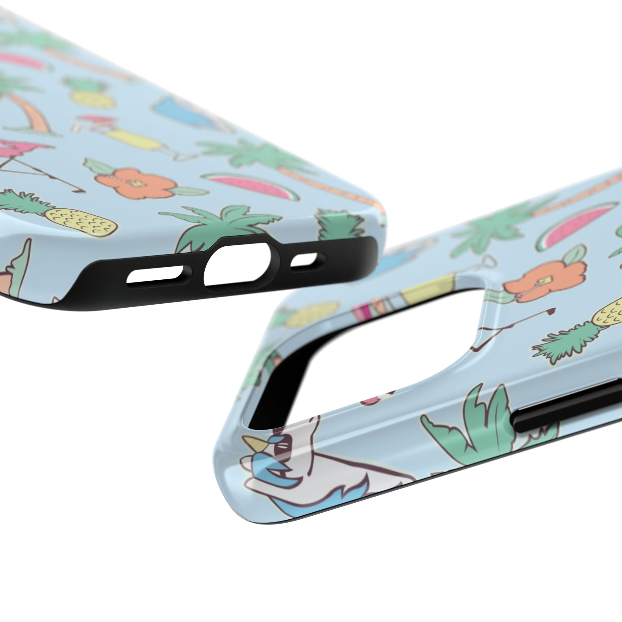 Tropical Summer Tough Phone Case — Pineapple, Flamingo & Palm Pattern