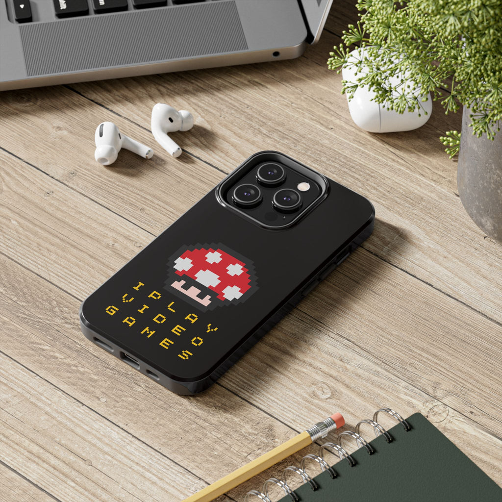 I Play Video Games Pixel Mushroom Phone Case — Tough Protective Gamer Case