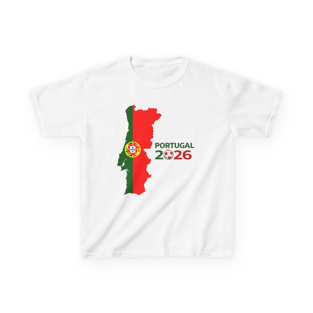 Kids Portugal 2026 Soccer T-Shirt — Cup Map & Trophy Design