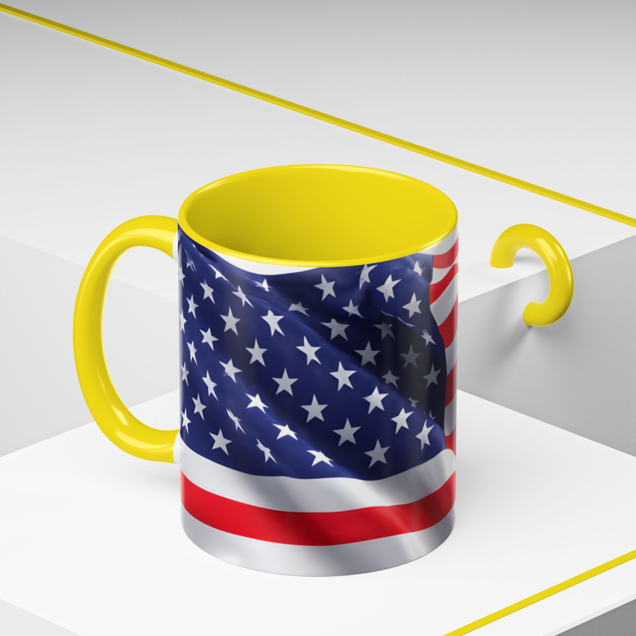 American Flag Accent Coffee Mug — Patriotic USA Stars & Stripes Ceramic Mug (11/15oz)