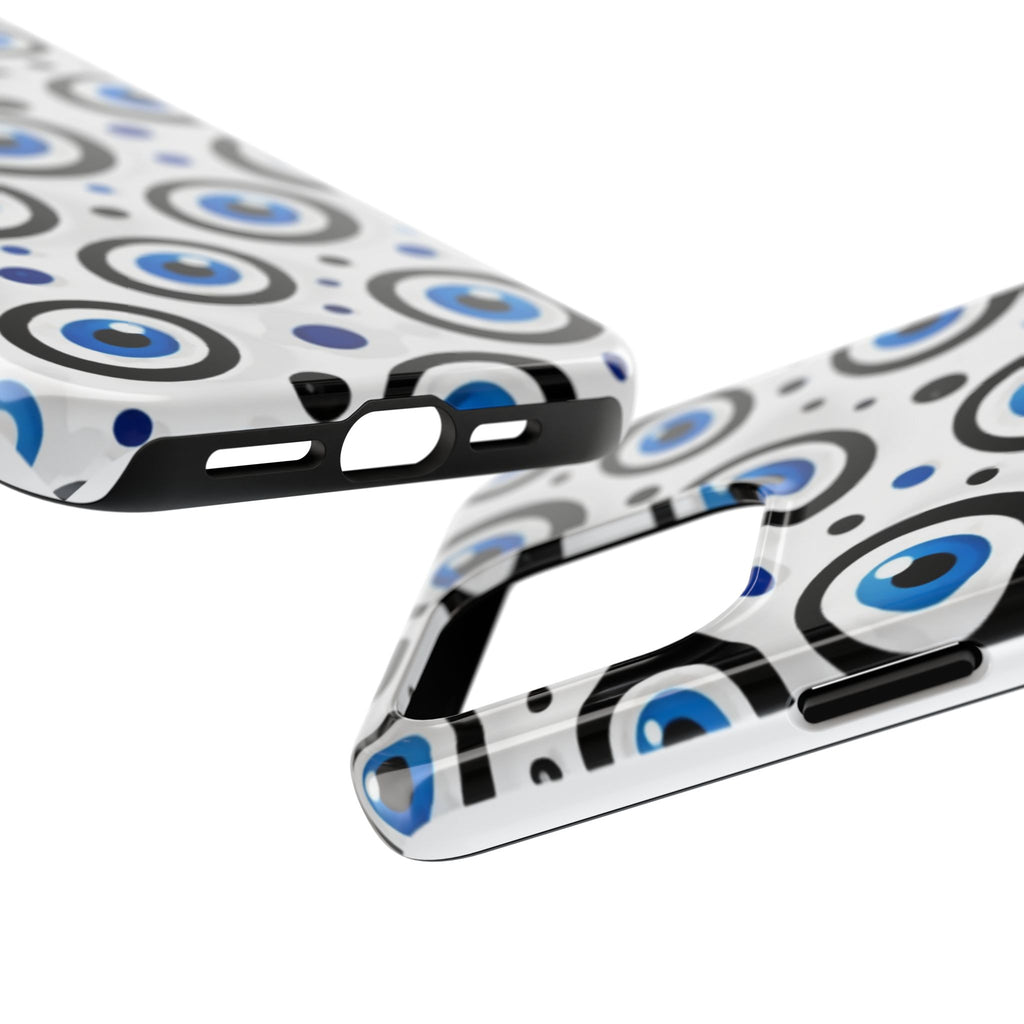 Blue Evil Eye Pattern Tough Phone Case — Protective Ceramic Nazar Design