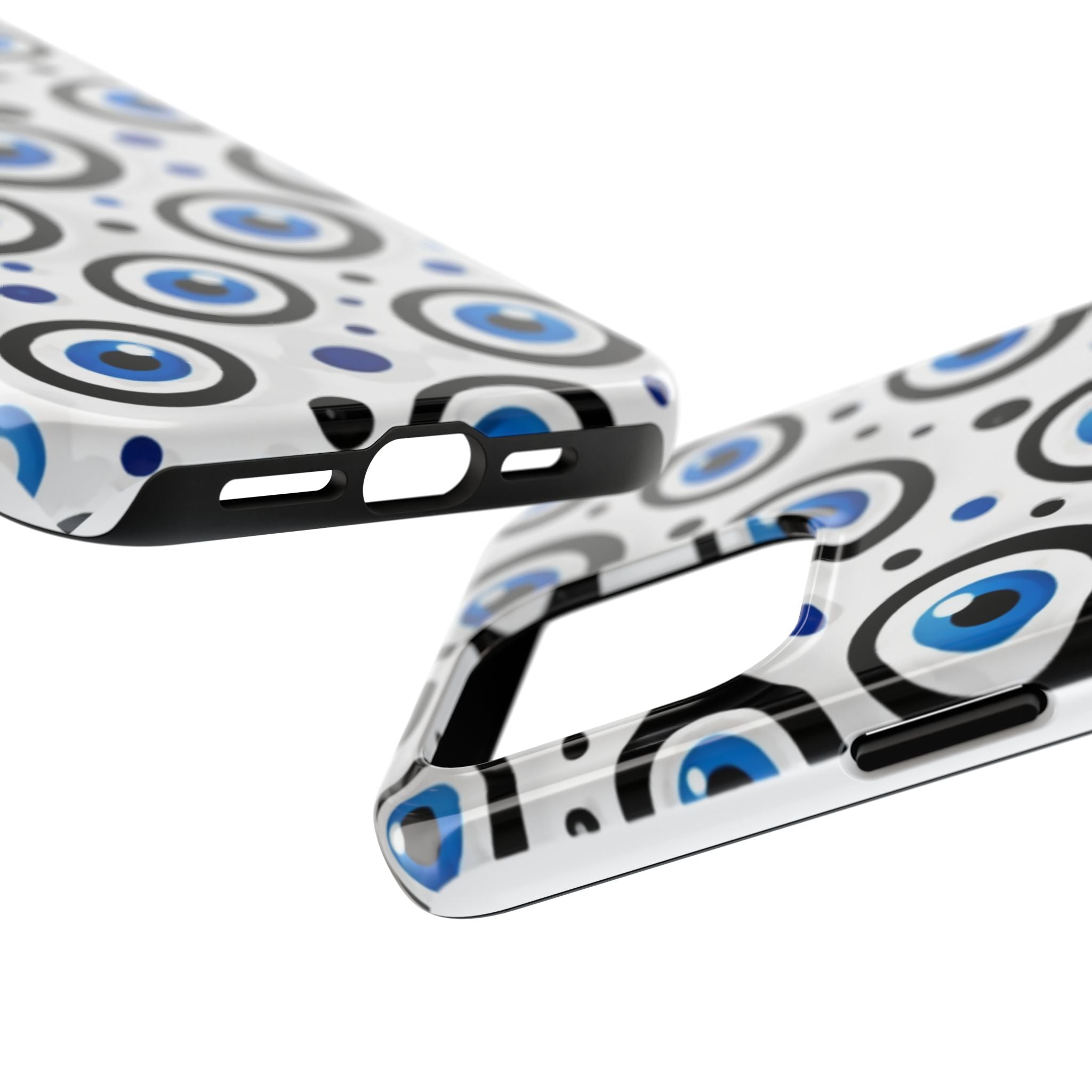 Blue Evil Eye Pattern Tough Phone Case — Protective Ceramic Nazar Design