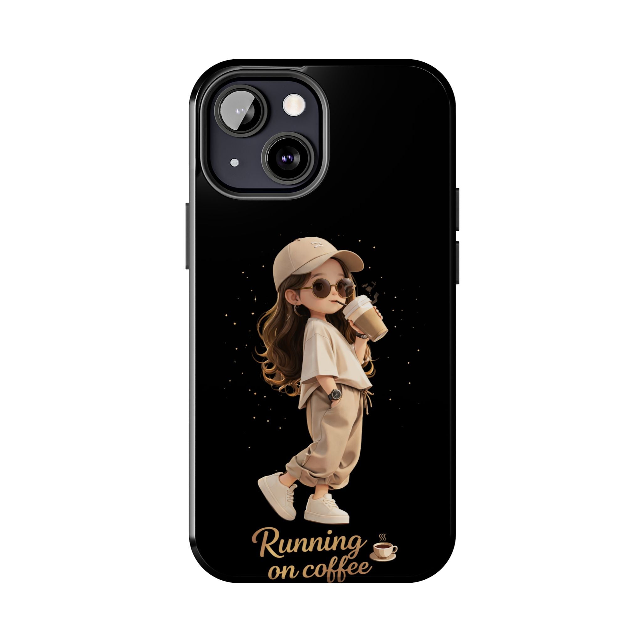 Phone Case — 'Running on Coffee' Cute Coffee Girl Protective Case