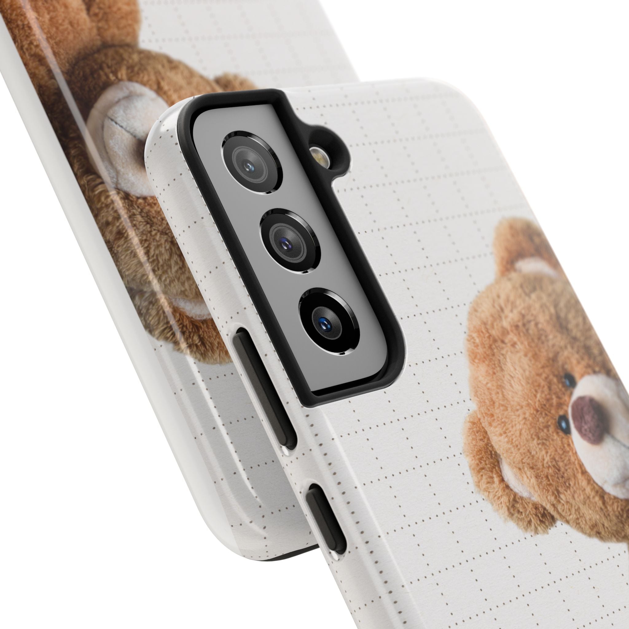 Teddy Bear Tough Phone Case — Cute Plush Peeking Design, Protective Shockproof Cover