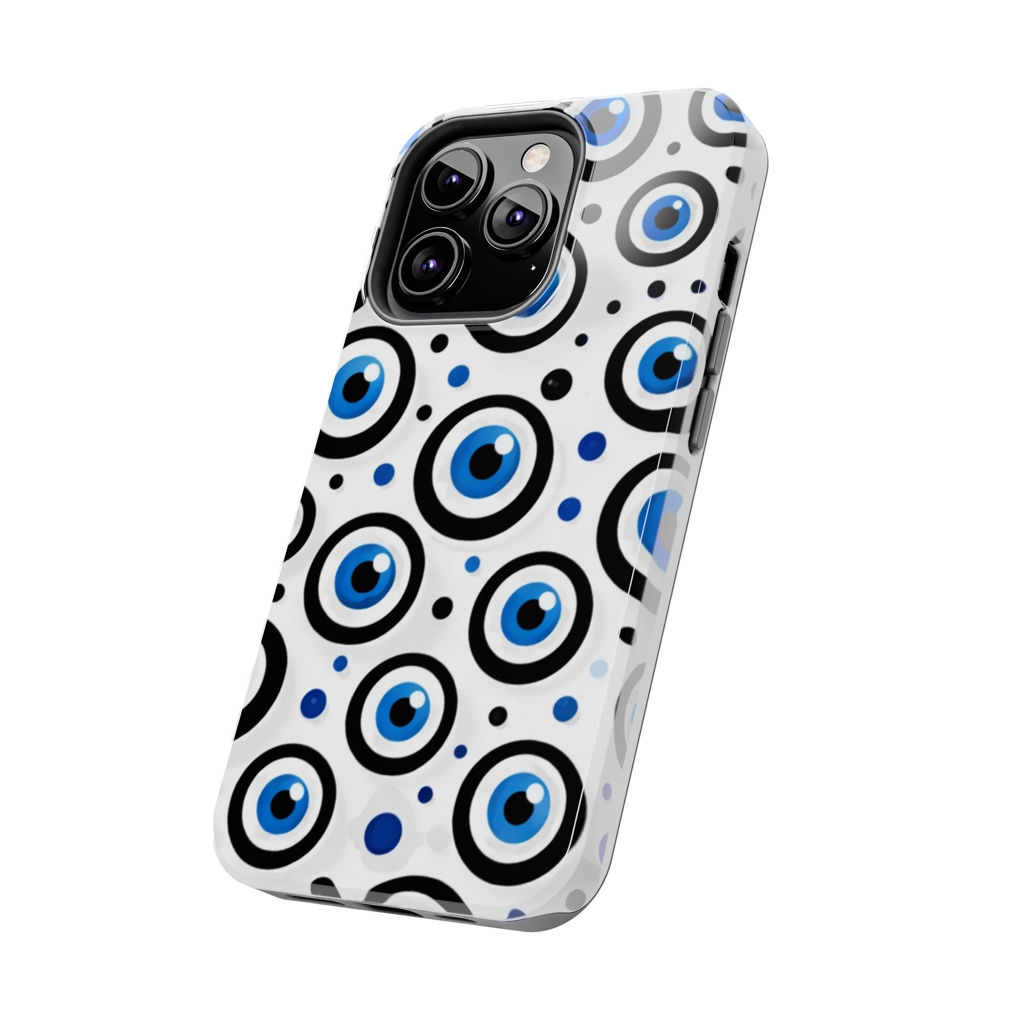 Blue Evil Eye Pattern Tough Phone Case — Protective Ceramic Nazar Design