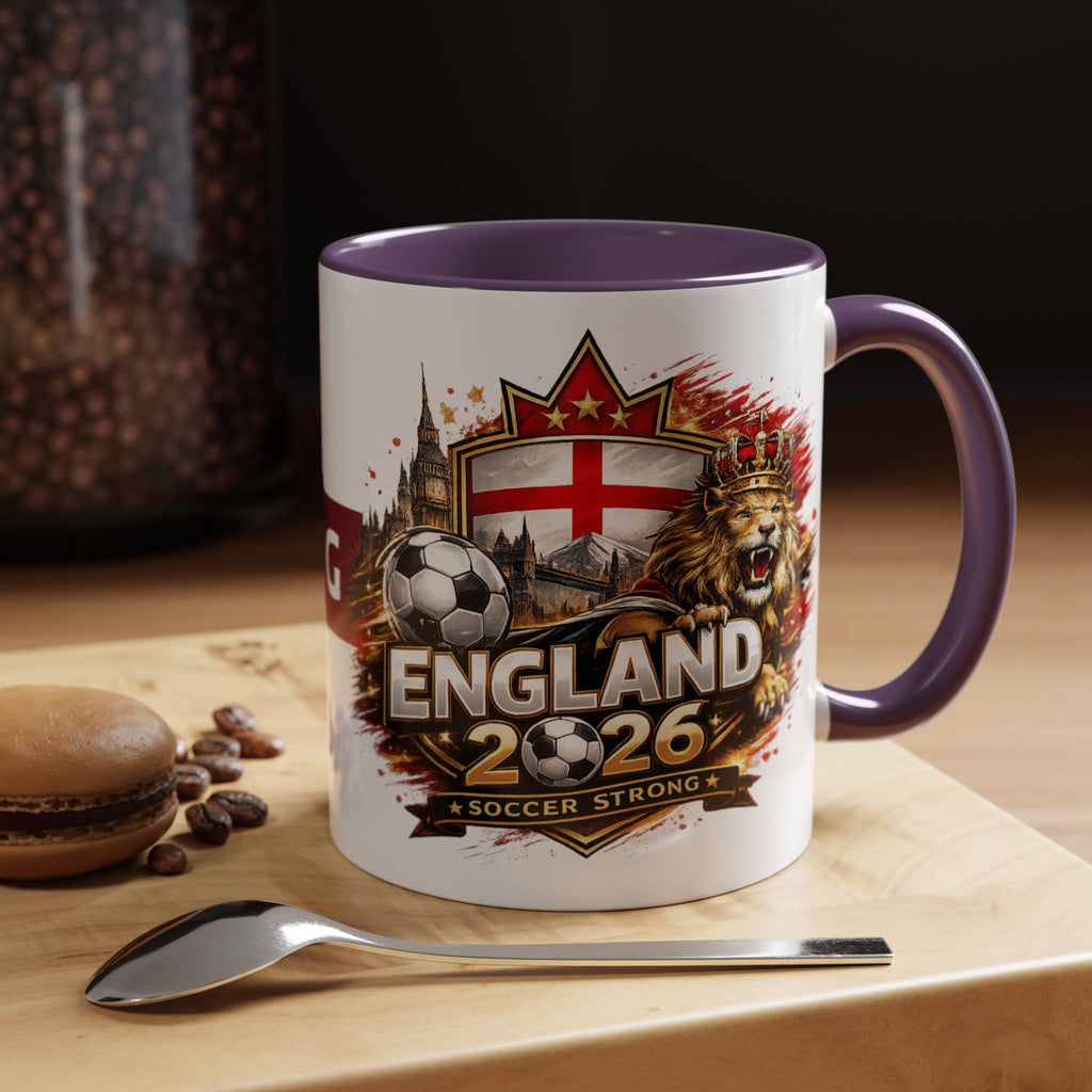 England 2026 Soccer Cup Accent Coffee Mug (11, 15oz)