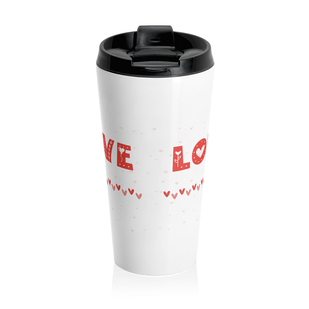 Travel Mug - Cute Cat Couples "Love" Stainless Steel Tumbler (Valentine's Gift)