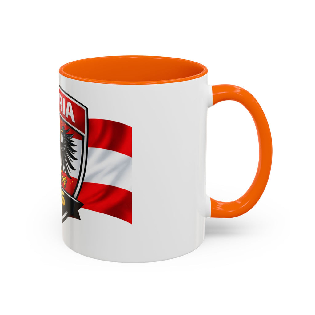 Austria 2026 Cup Coffee Mug – Austrian Flag & Trophy Accent Mug